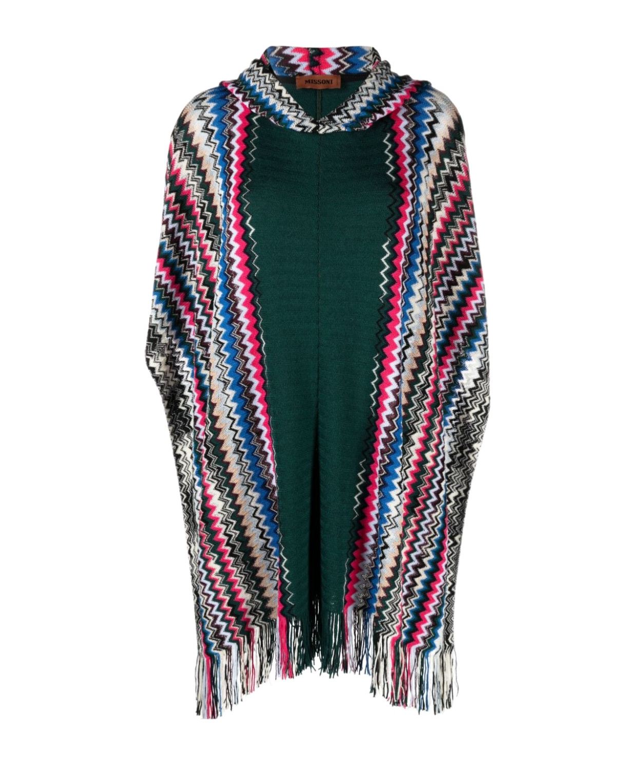 Missoni Signature-zigzag Hooded Poncho In Green