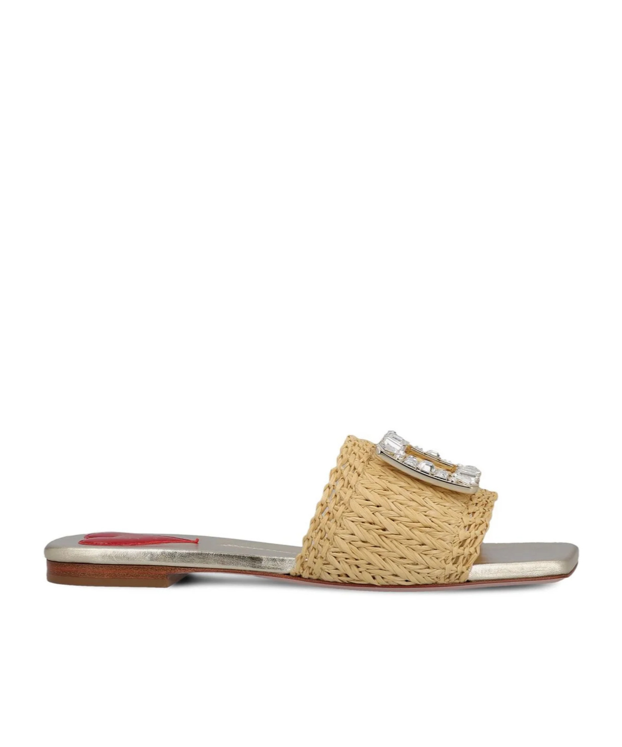 ROGER VIVIER STRASS BUCKLE MULES IN RAFFIA