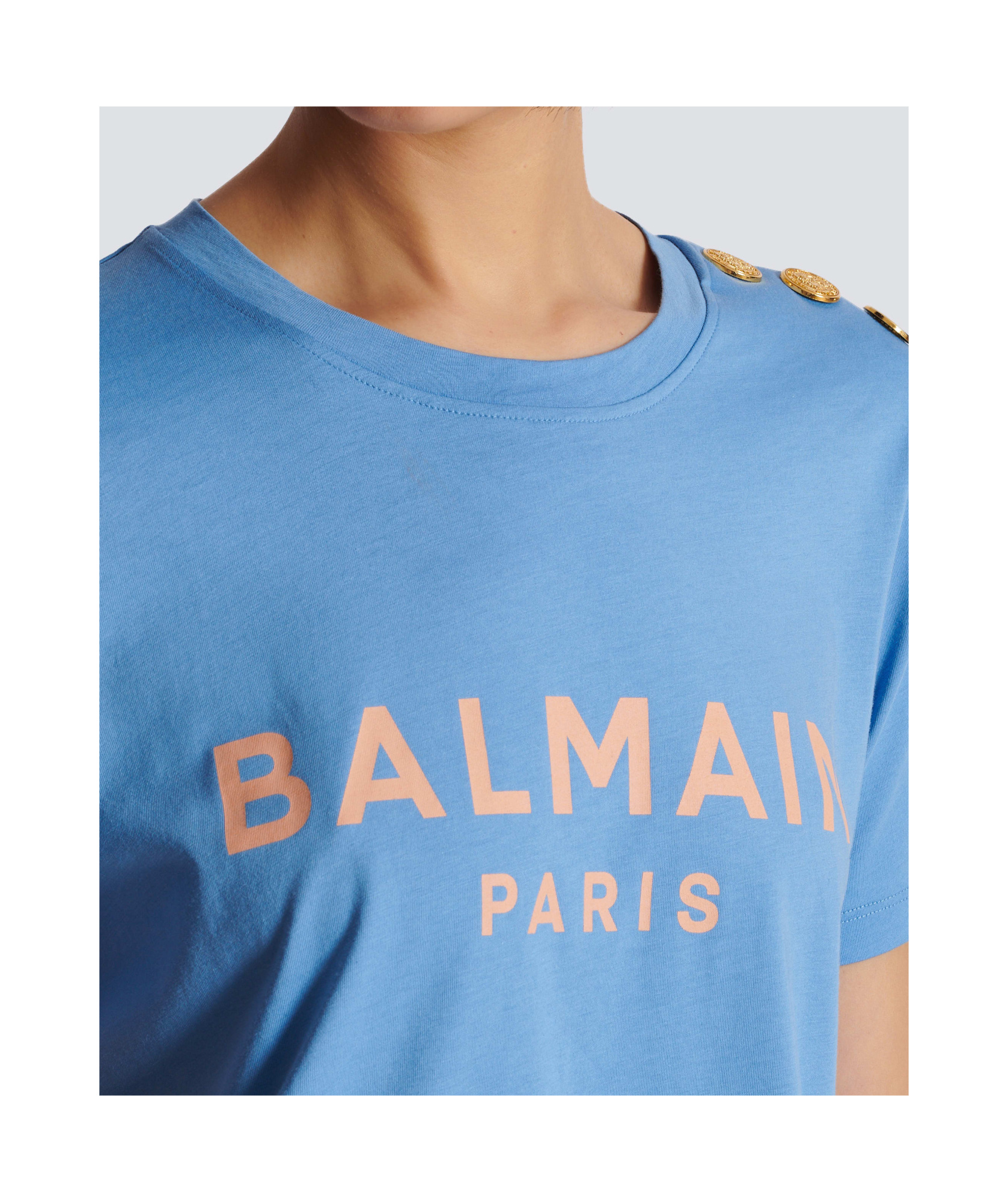 Balmain Logo-print Cotton T-shirt In Blue