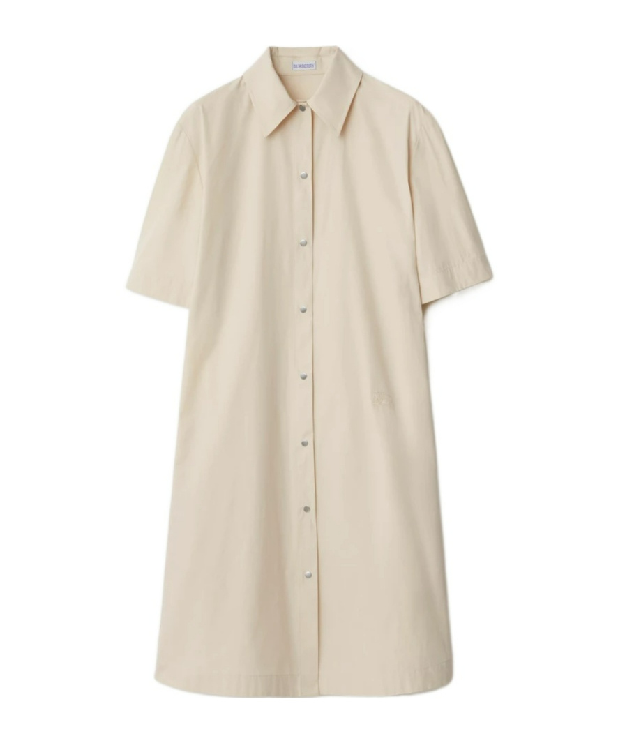 Burberry Short-sleeve Shirt Dress In Nude
