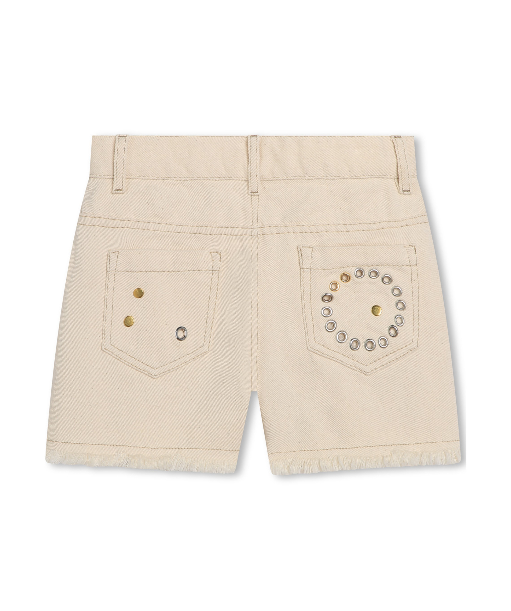 Chloé Eyelet-detail Cotton Denim Shorts In Nude