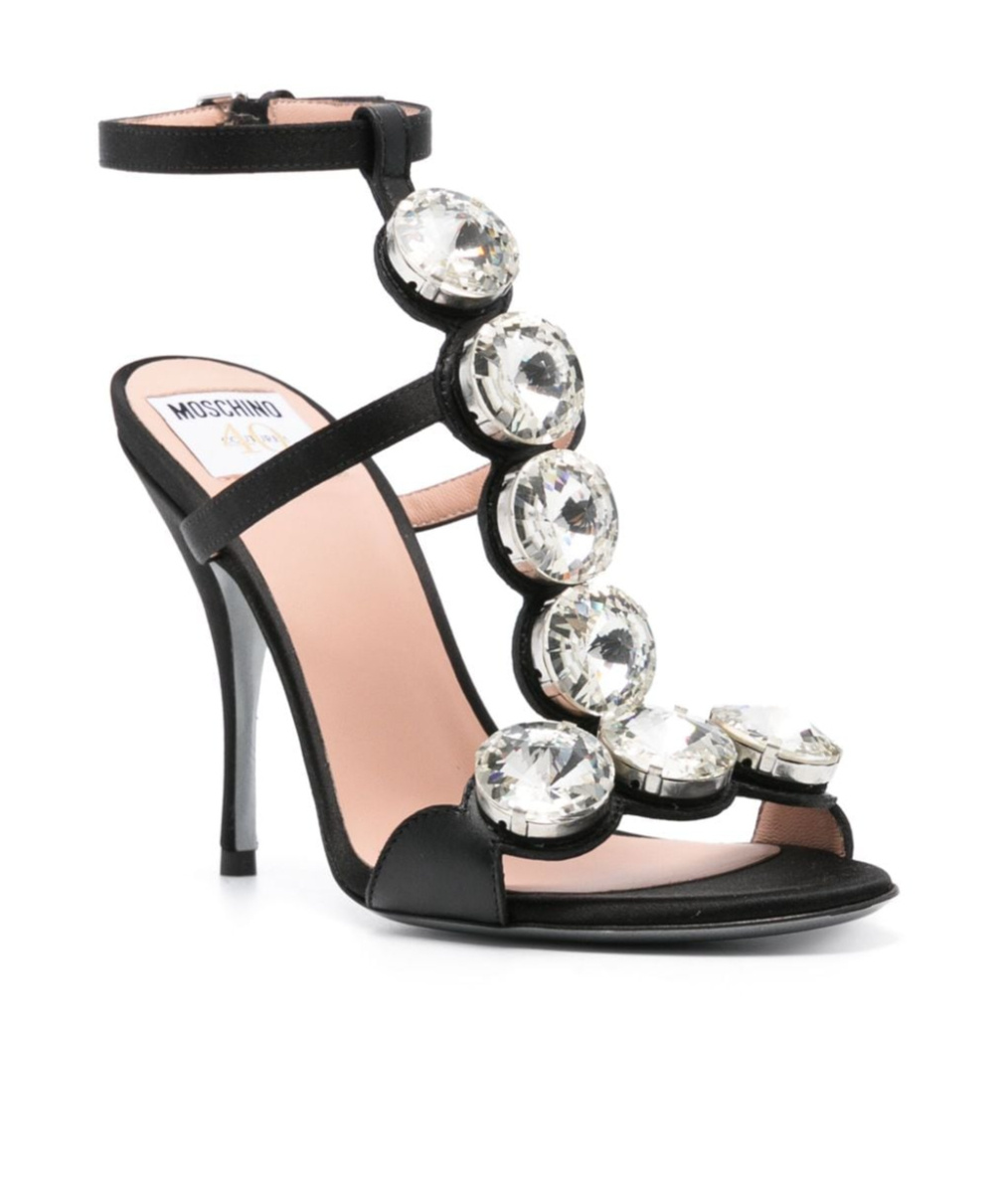 Moschino 100 Crystal-embellished Sandals In Black