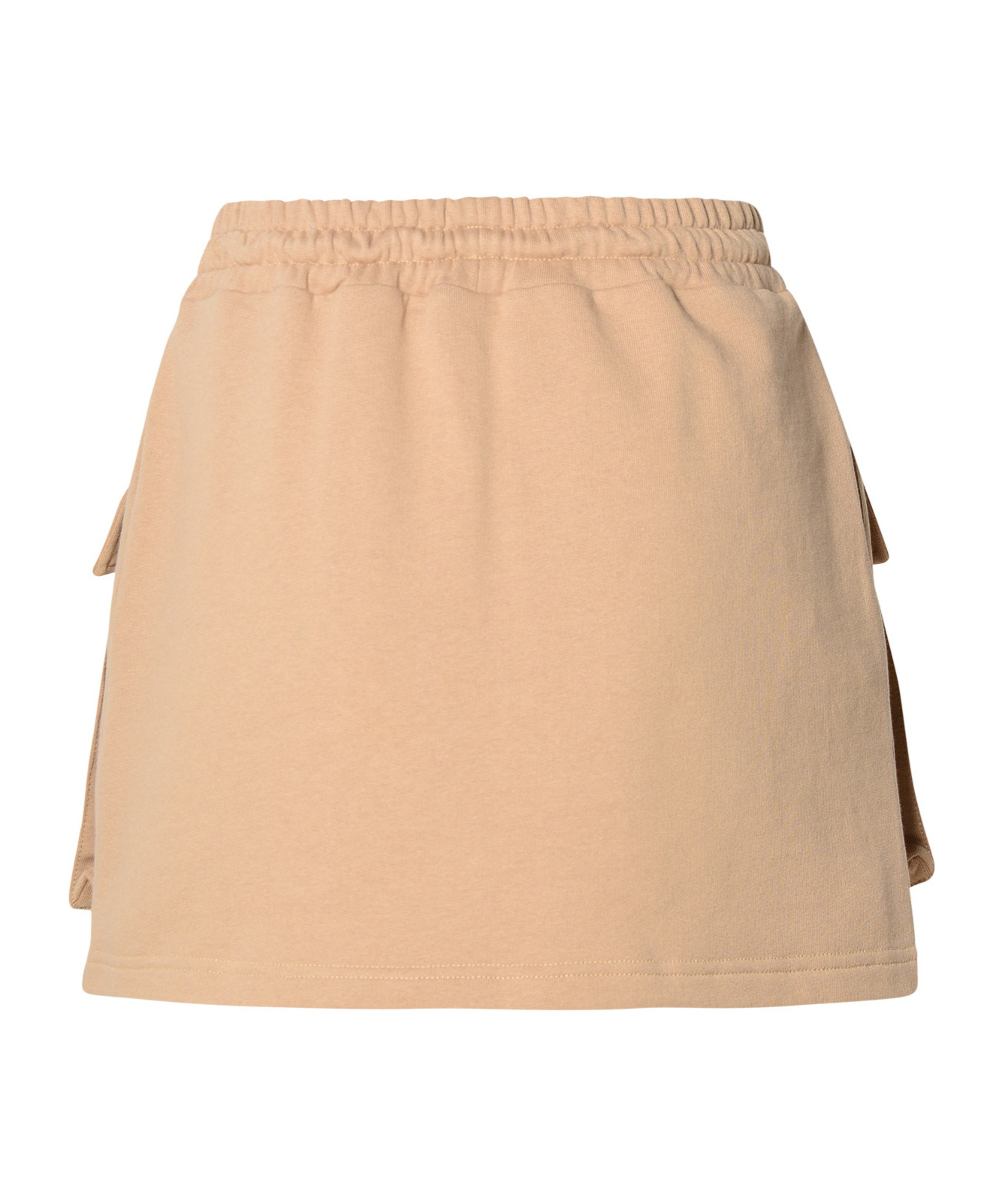 Msgm Embroidered-logo Jersey Mini Skirt In Nude