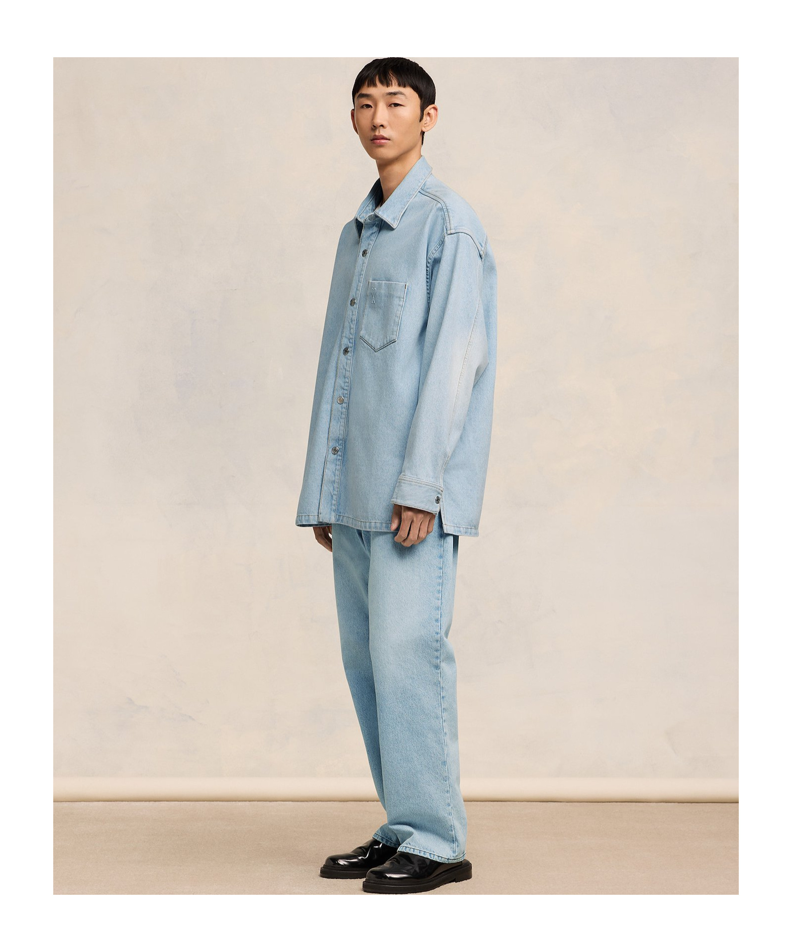 Ami Alexandre Mattiussi Ami De Coeur Denim Jacket In Gray