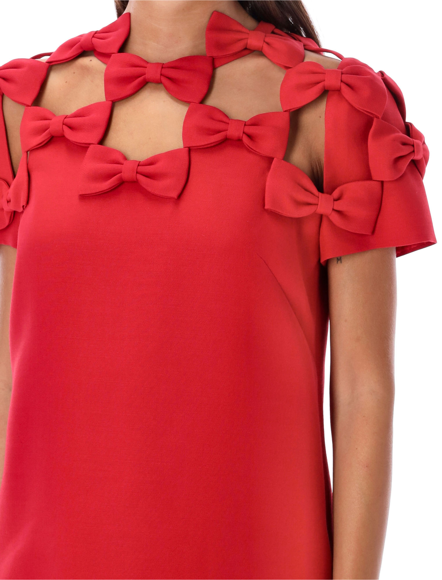 Valentino Bow Cut-out Minidress In Red
