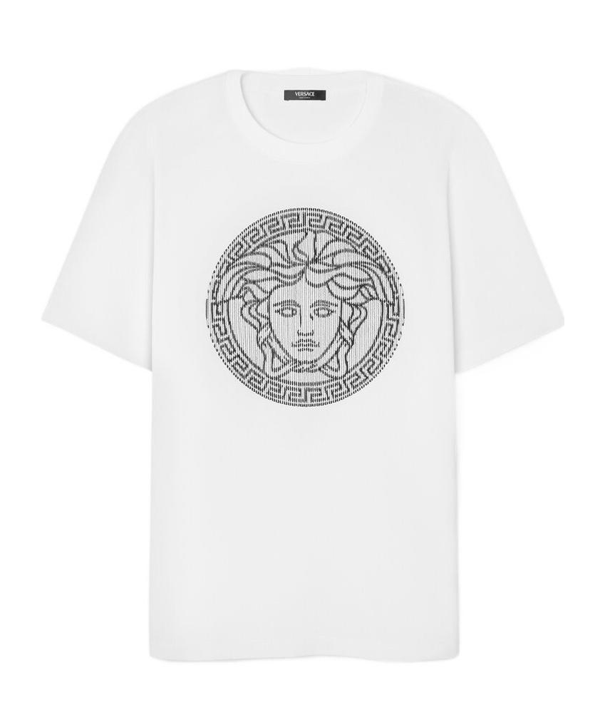 Versace Medusa Sliced Cotton T-shirt In White