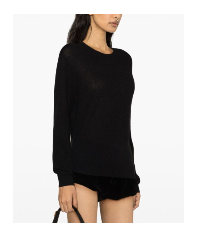 Saint Laurent Crew-neck Cashmere-blend Jumper In Black