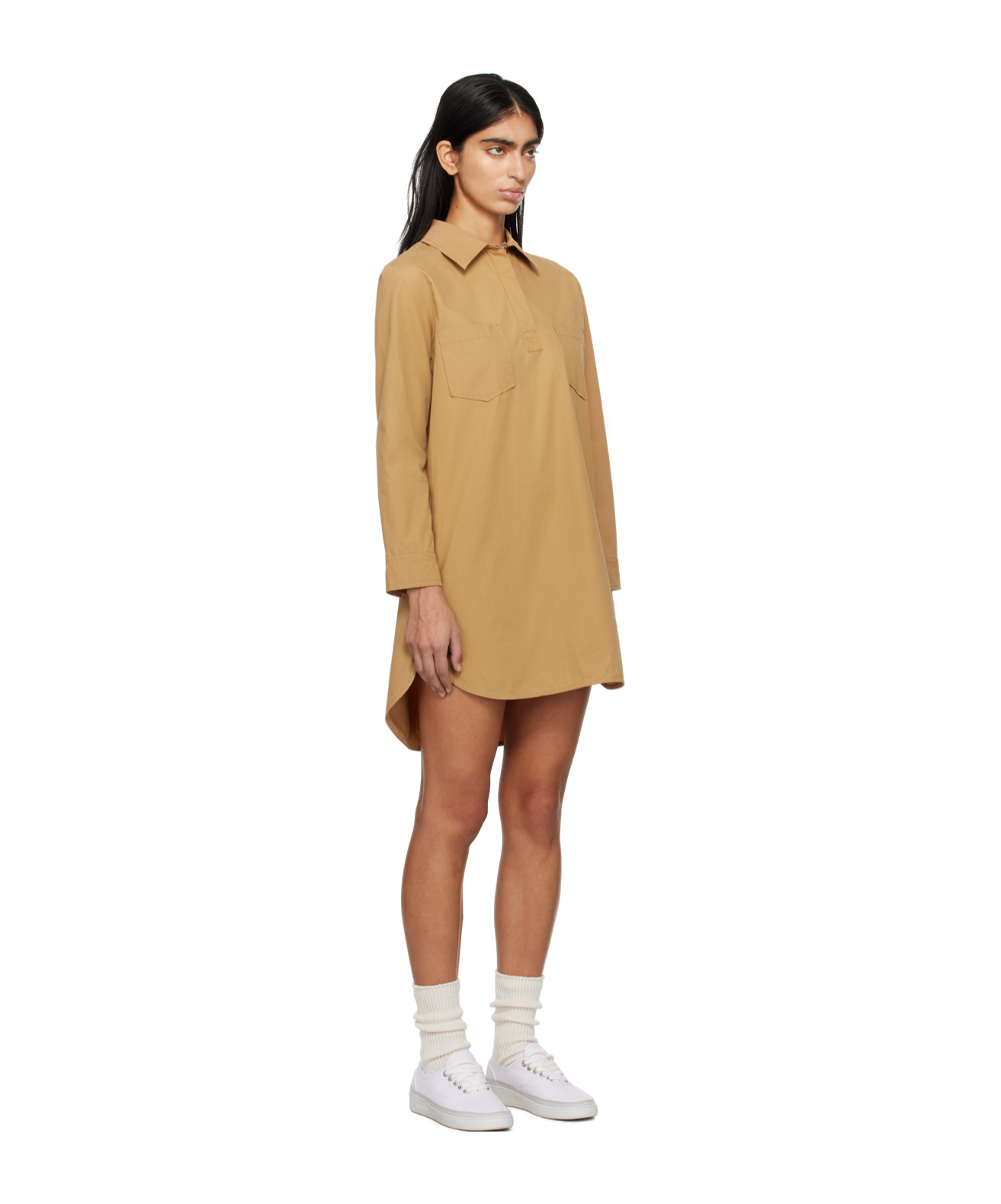 Apc Cotton Mini Dress In Brown