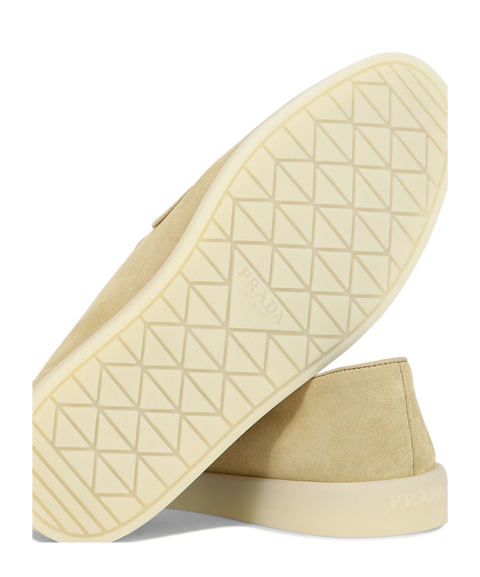 Prada Enamel-logo Loafers In Brown