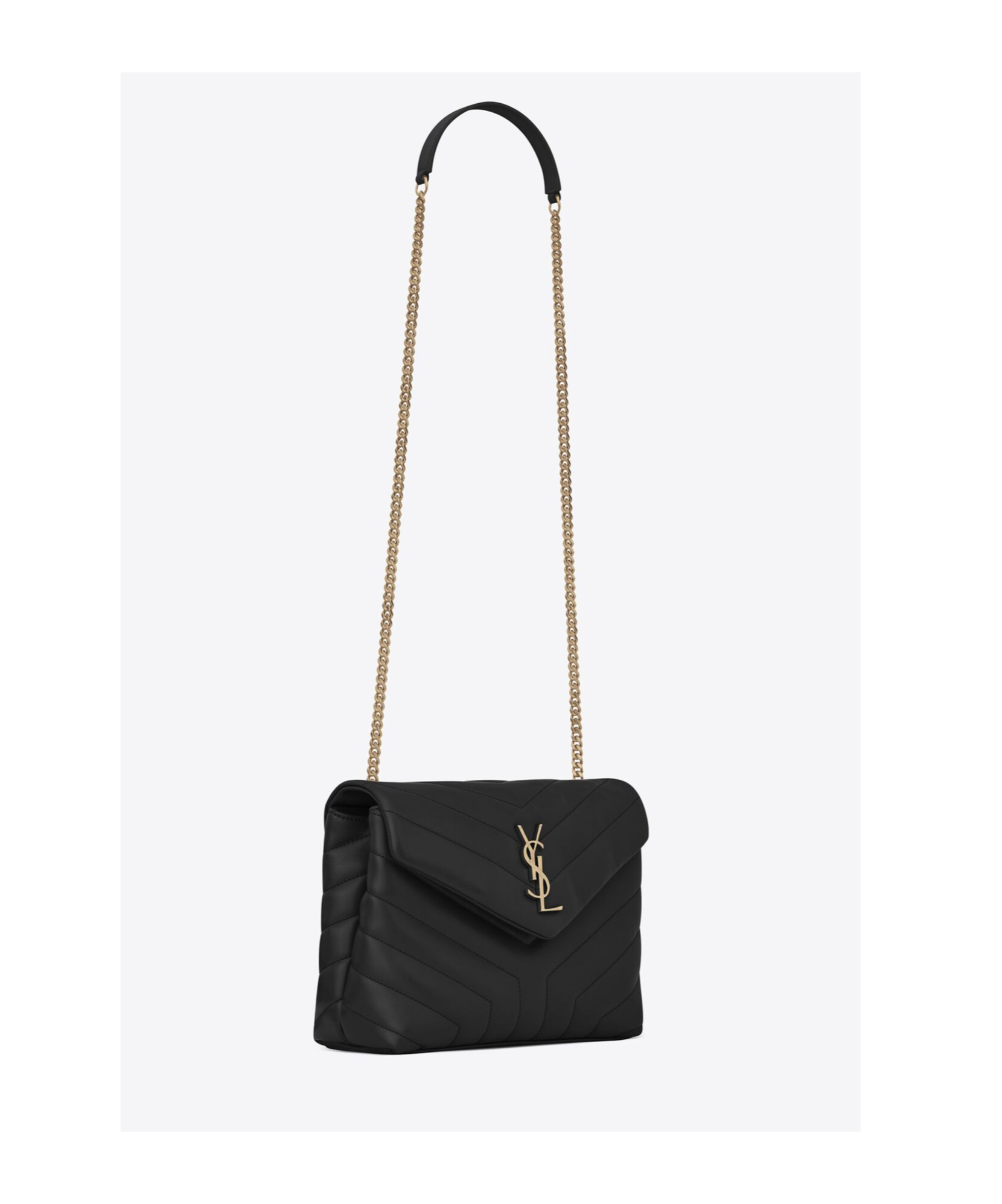 Saint Laurent Loulou Matelassé Small Shoulder Bag In Black