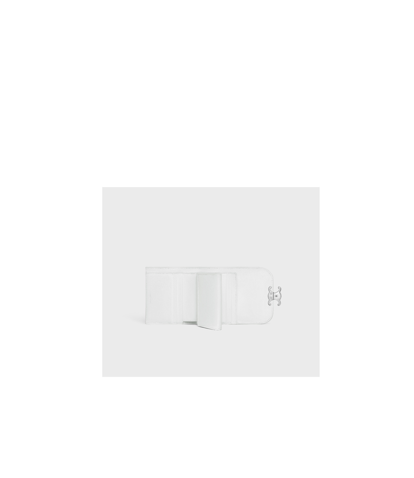 Celine Small Wallet Triomphe In Shiny Calfskin In White