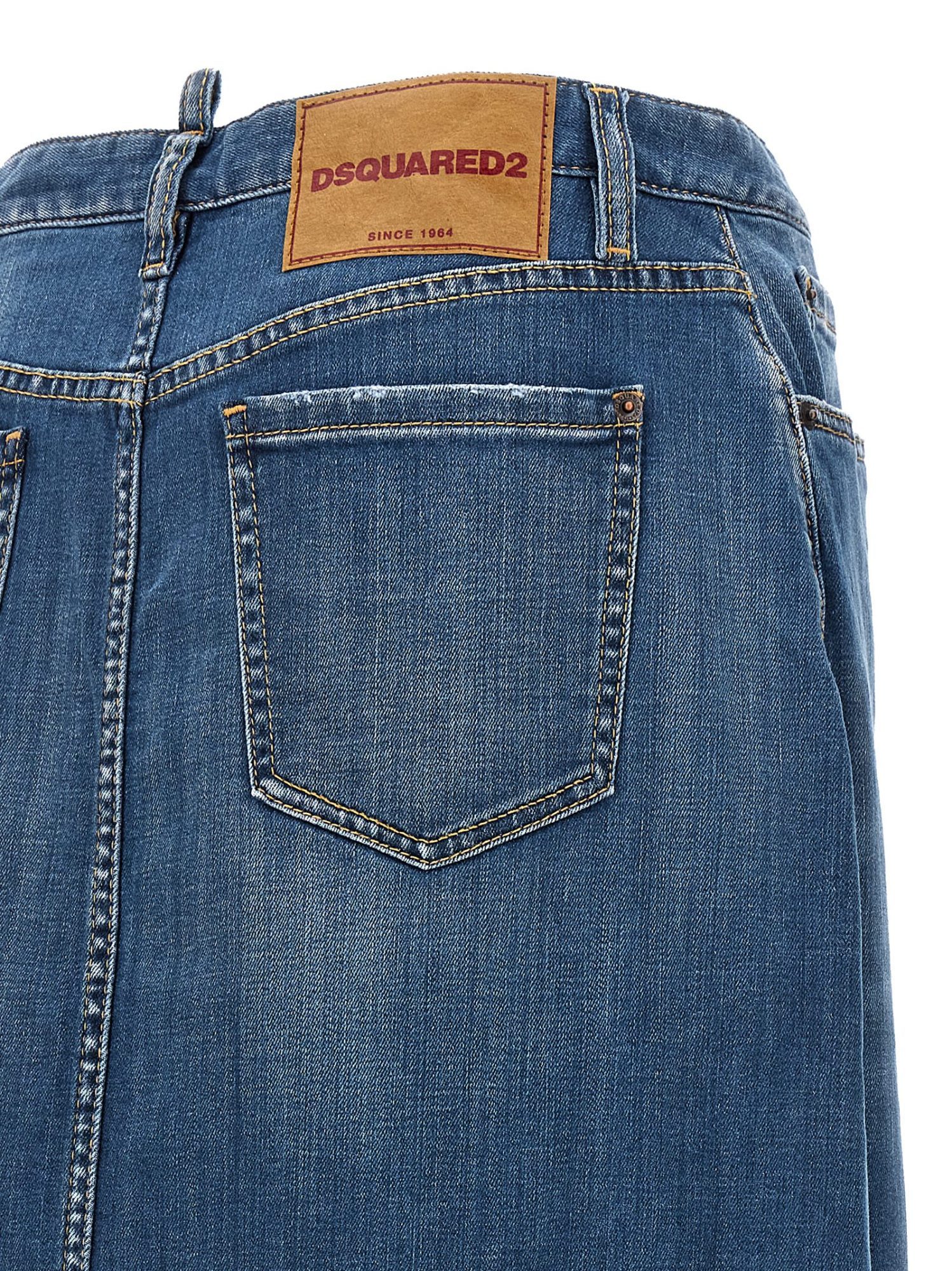 Dsquared2 A-line Midi Denim Skirt In Blue