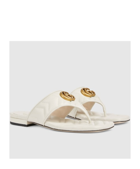 Gucci Double G Marmont Thong Sandals In White