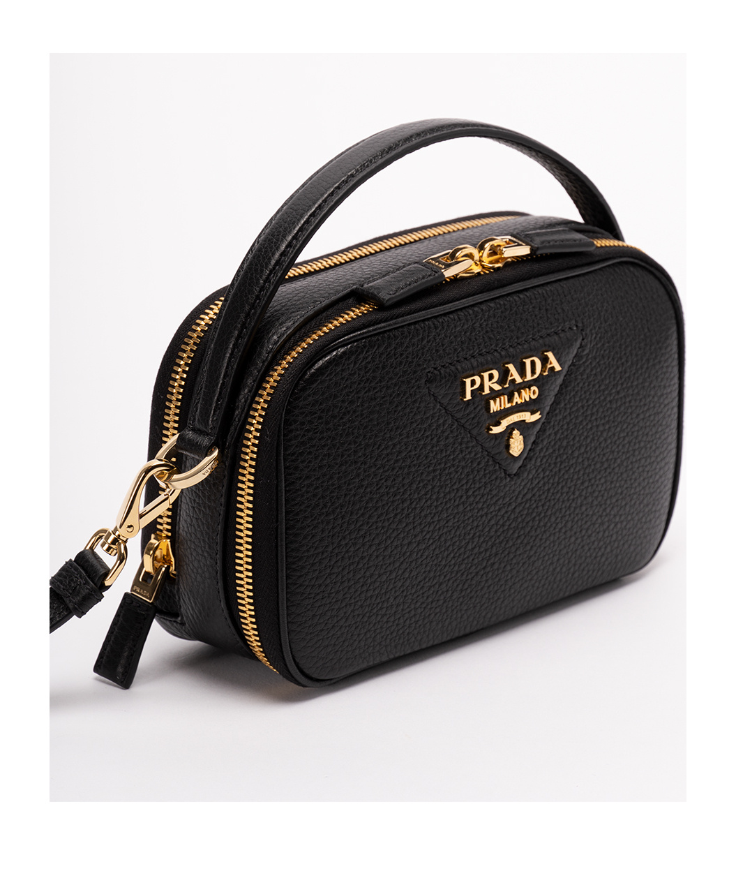 Shop Prada Triangle-logo Leather Tote Bag In Black