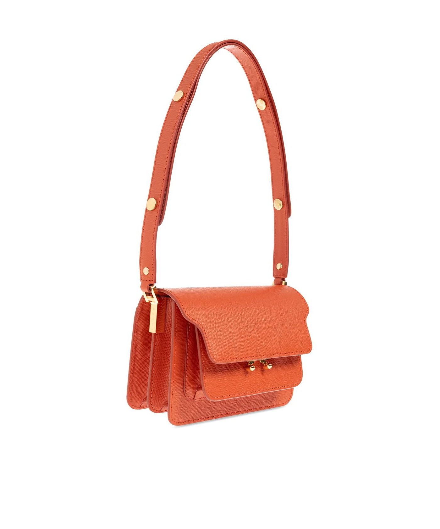 Marni Trunk Leather Crossbody Bag In Red