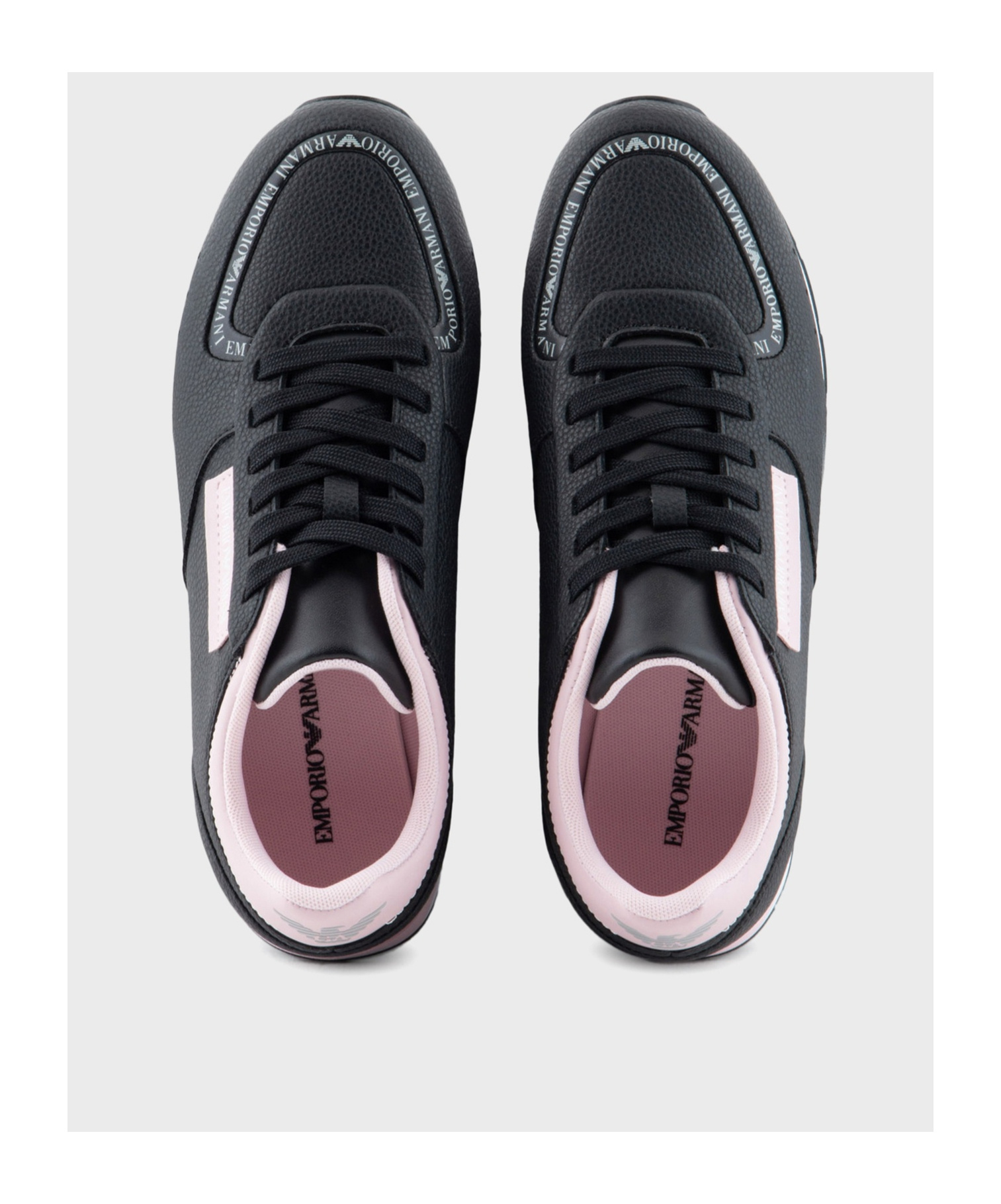 Emporio Armani Tie Low-top Casual Sneakers In Black