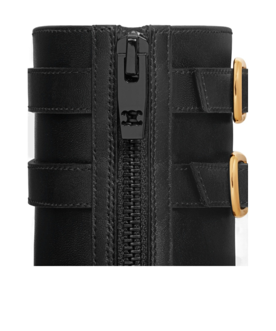 Celine Margaret Clasp Boots In Black