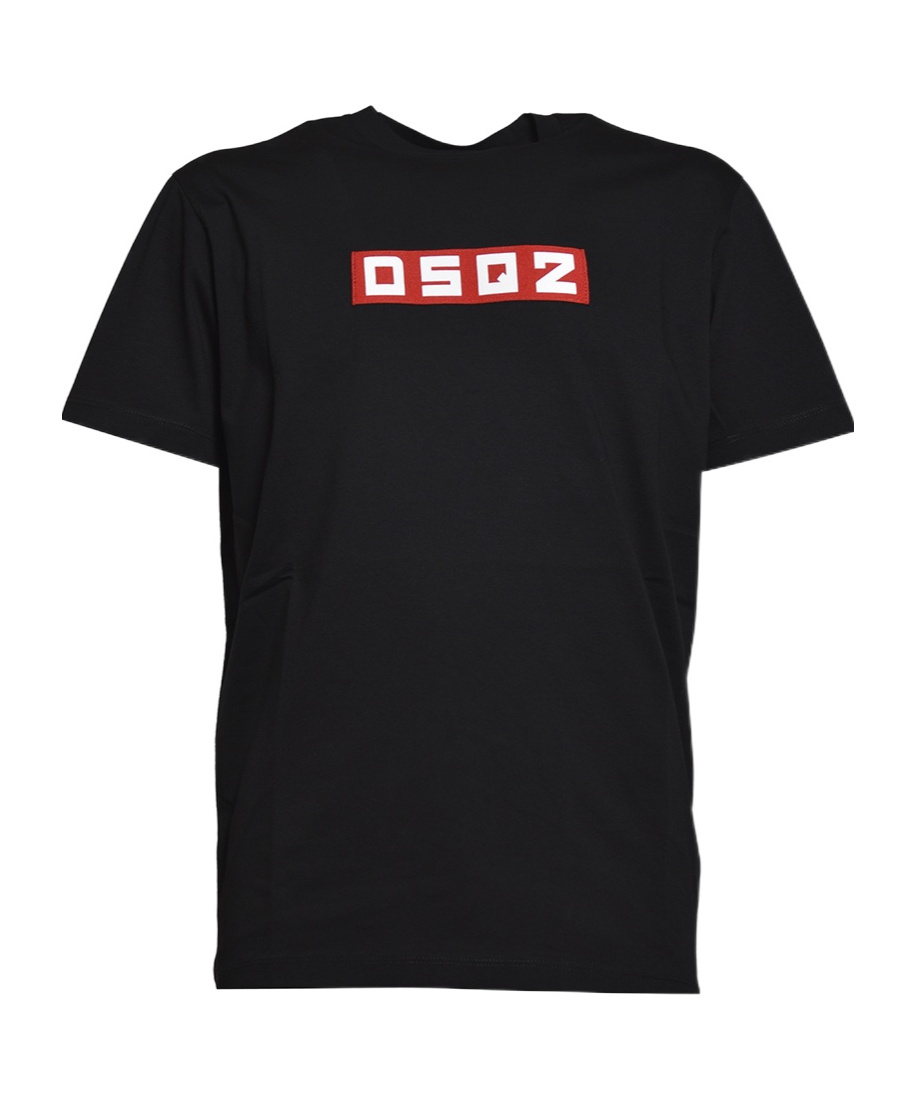 Dsquared2 D2 Logo Patch Crewneck T-shirt In Black