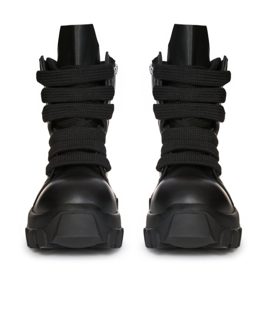 Rick Owens Chunky Lace-up Leather Boots With Tractor Sole In Black