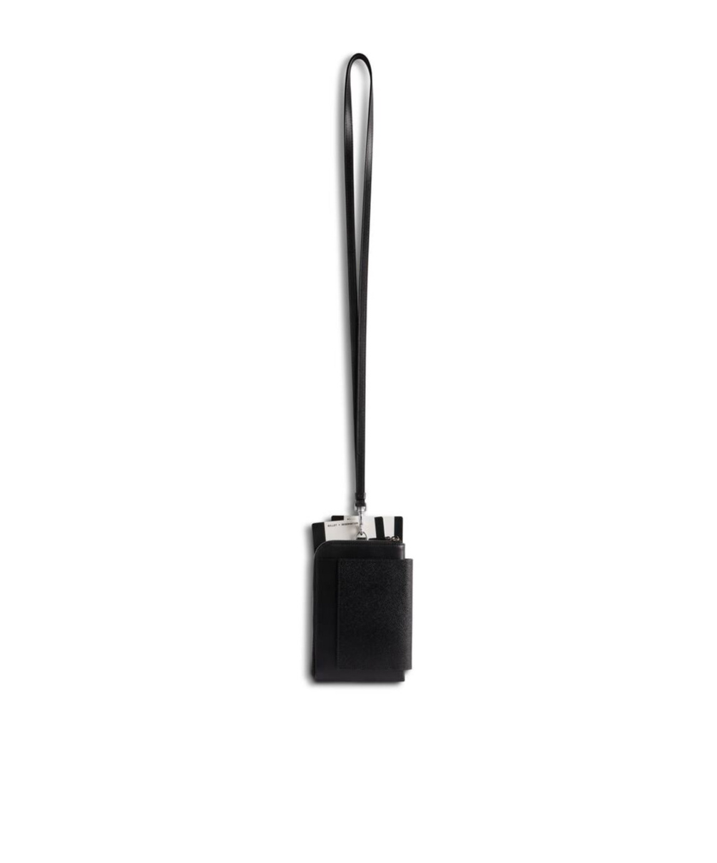 Balenciaga Mini Leather Mobile Phone Holder With Removable Shoulder Strap In Black