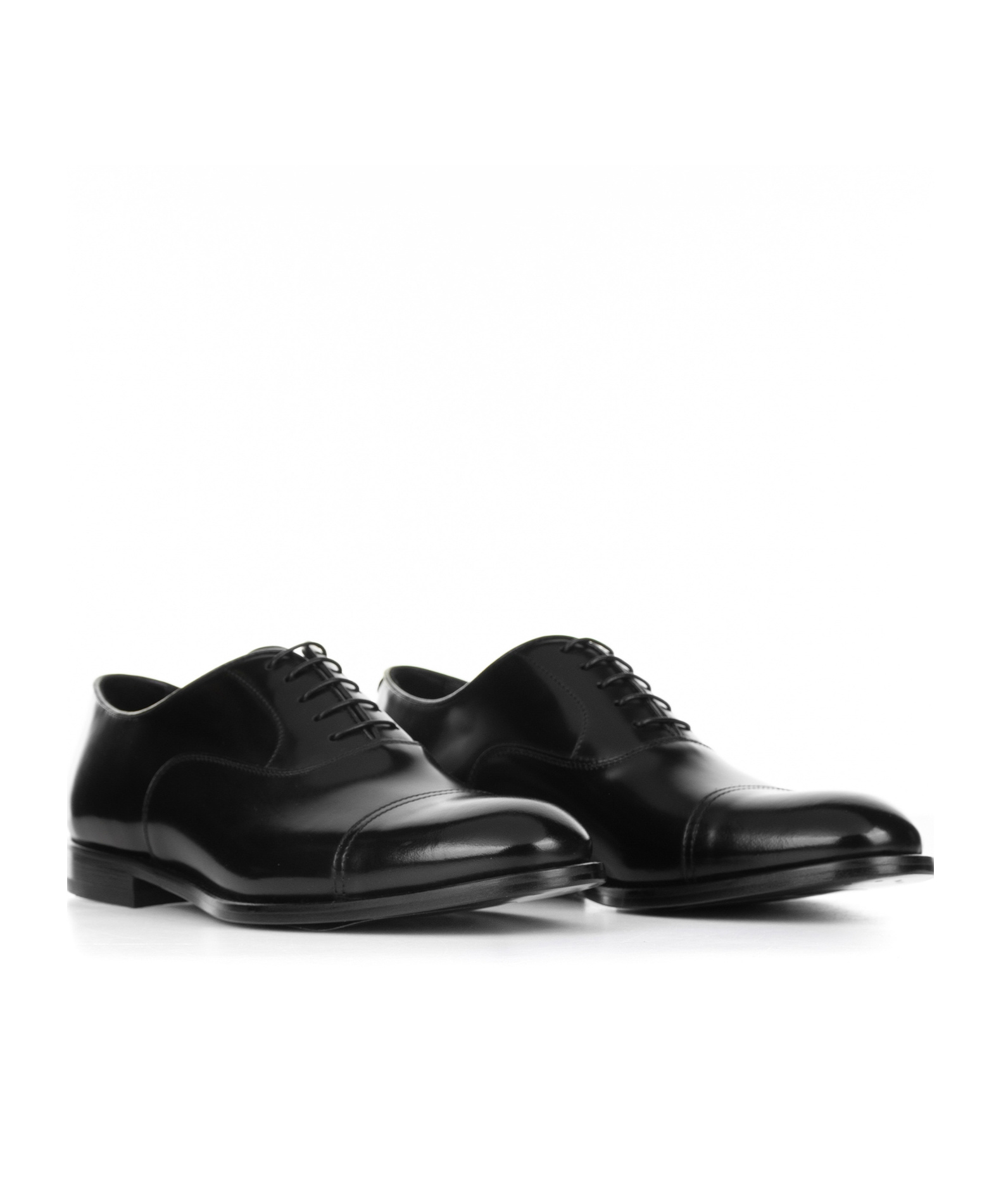 Doucal's Blue Oxford Shoes In Brushed Leather With Toe Cap In Black