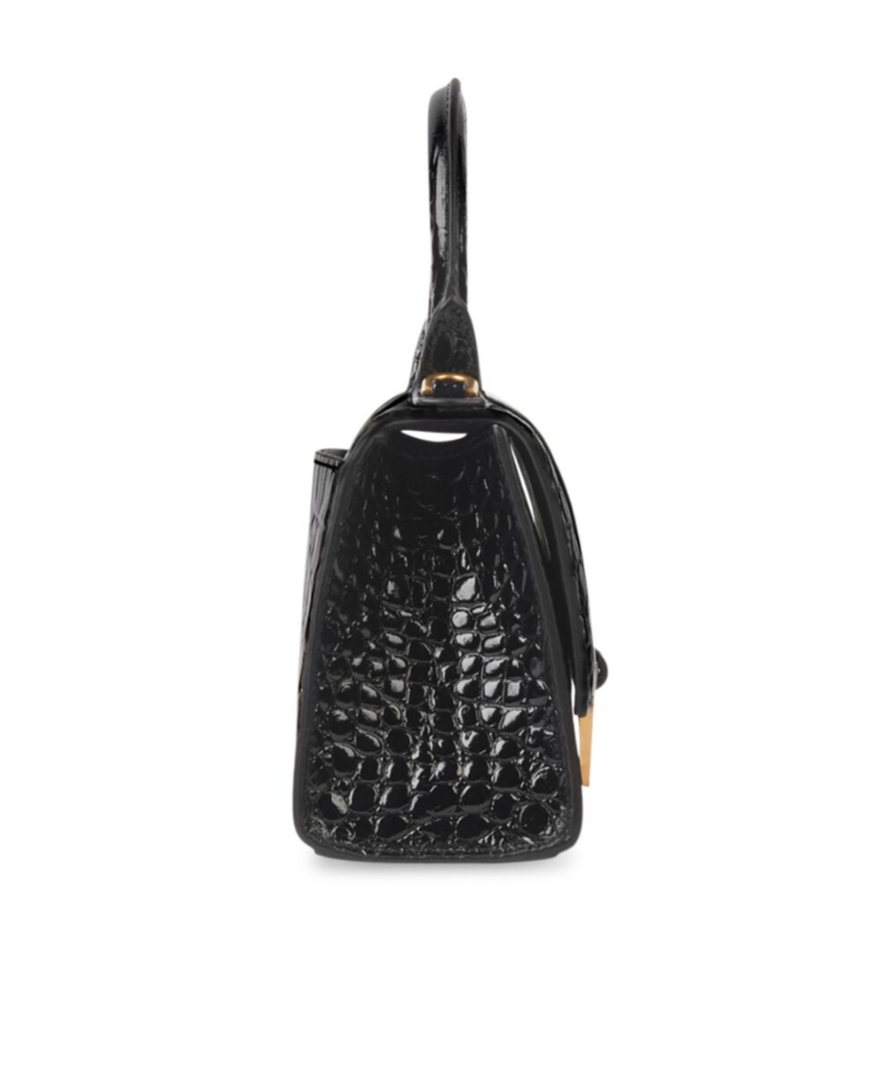 Balenciaga Hourglass Small Croc-effect Leather Crossbody Bag In Black