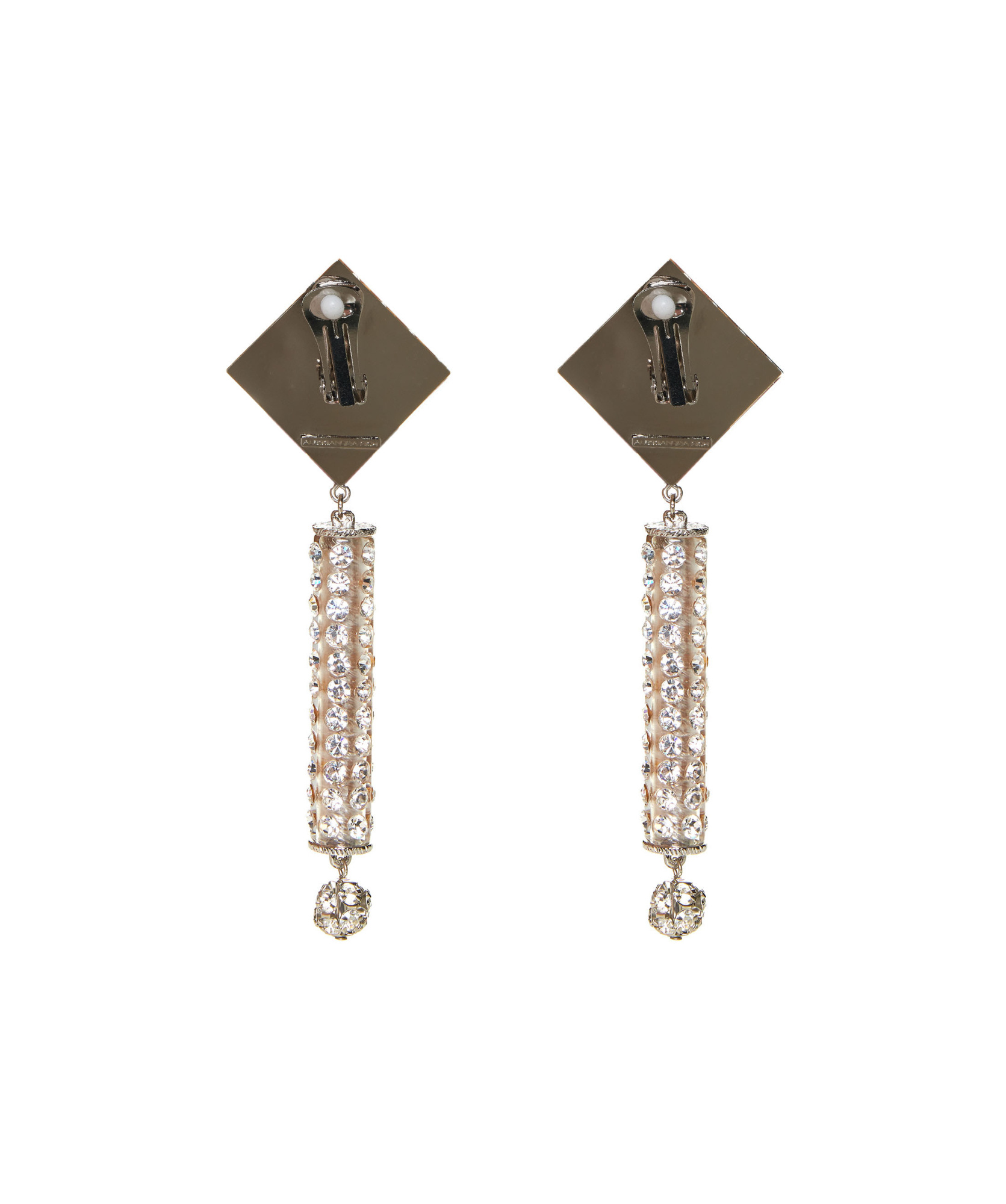 Alessandra Rich Crystal Square Dangle Earrings In Gold