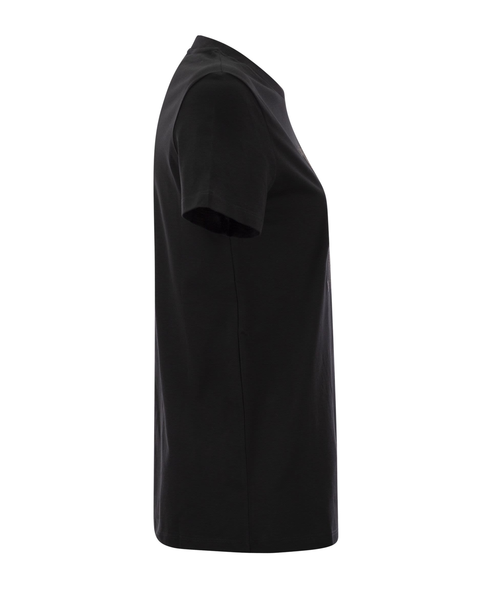 Max Mara Embellished Round Neck Top With Graphic Detail In Black