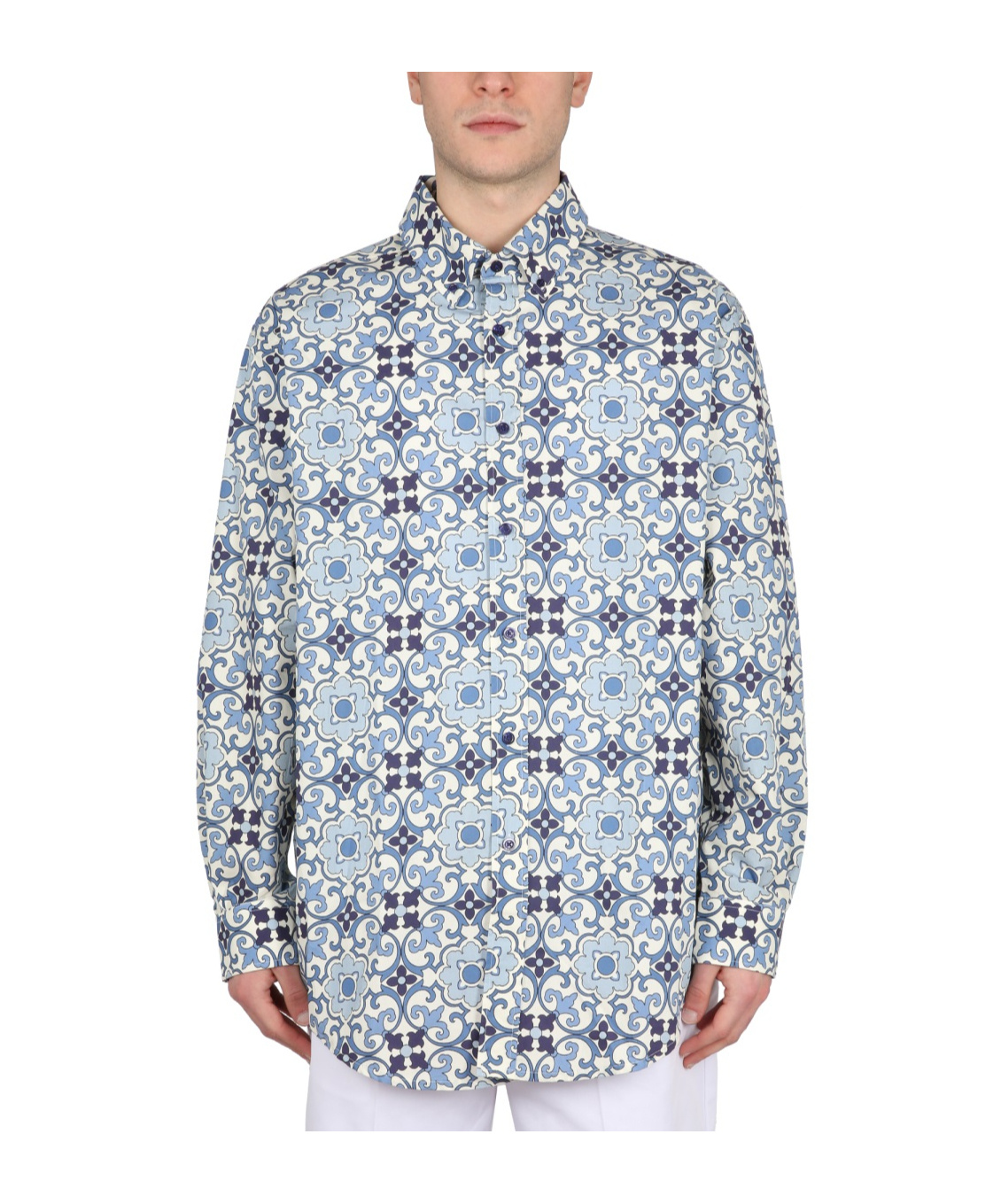 Drôle De Monsieur Printed Long-sleeved Shirt In White