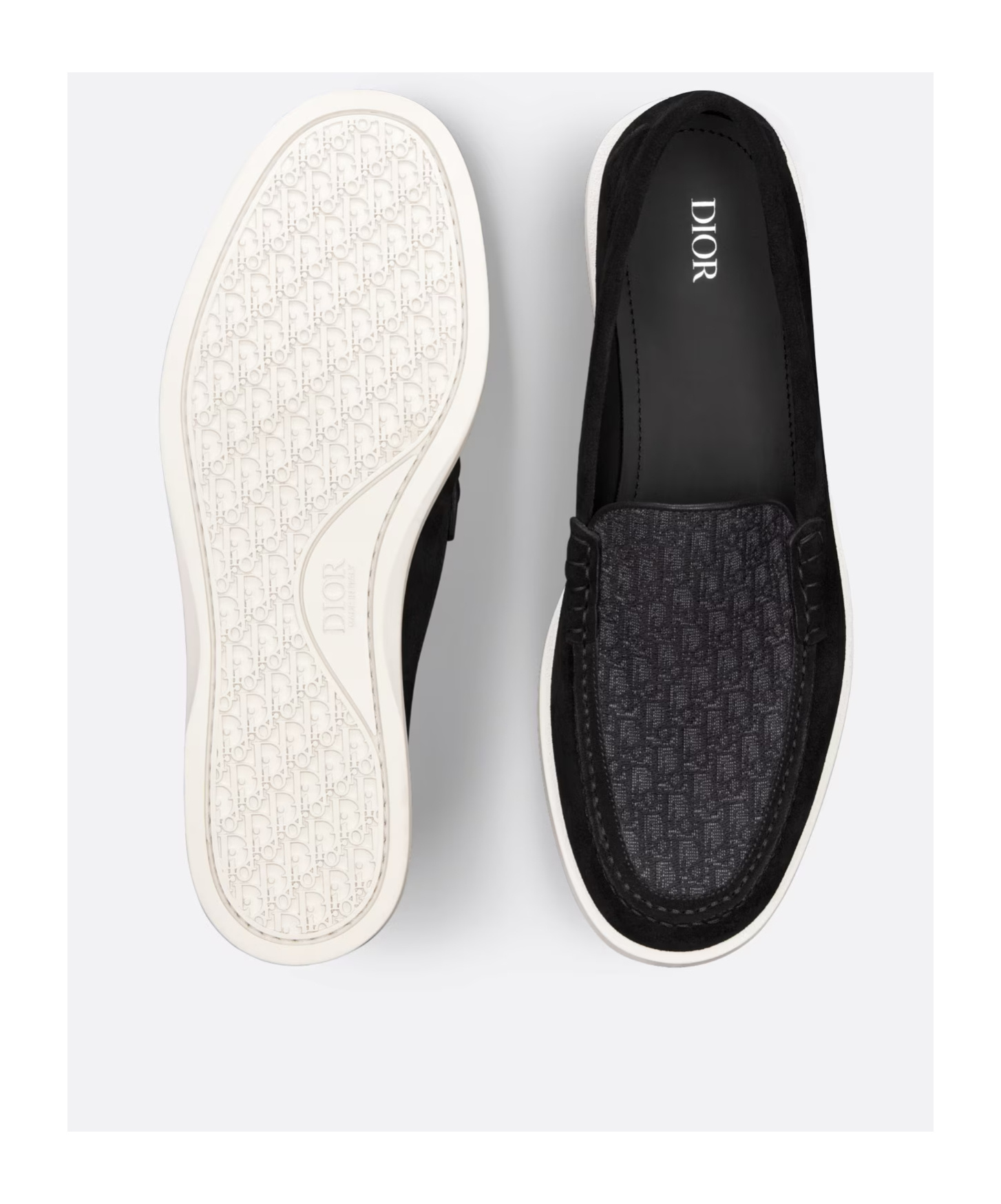 Dior Slip-on Loafer Slippers With Textured Sole In Black