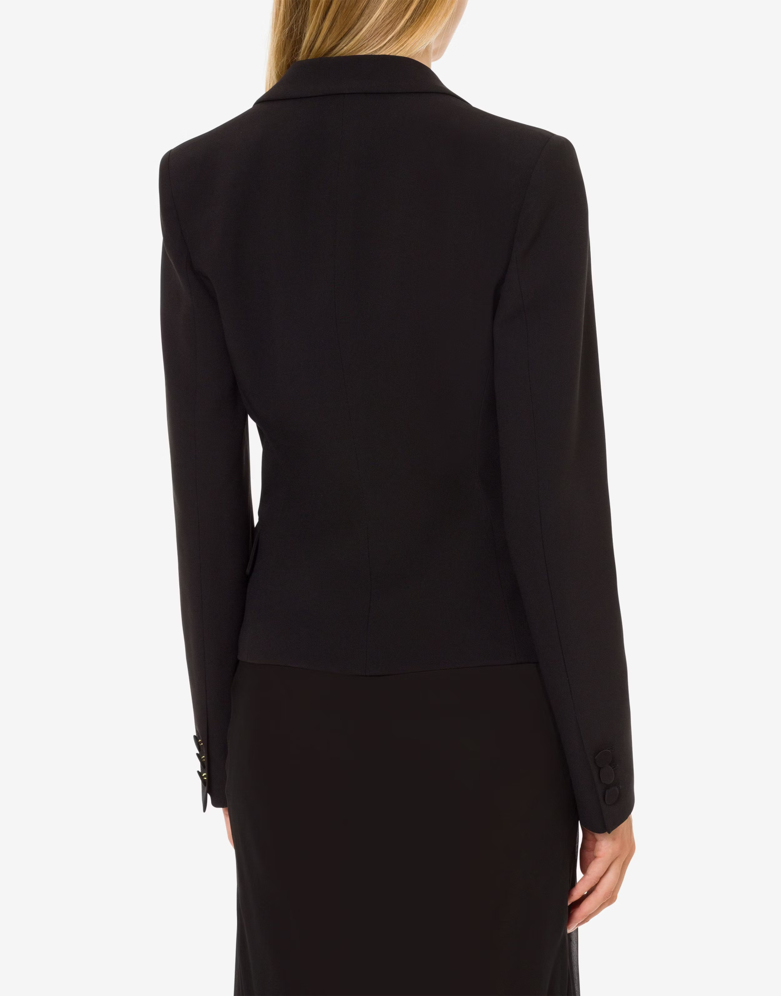 Alberta Ferretti Satin Tuxedo Suit Jacket In Black