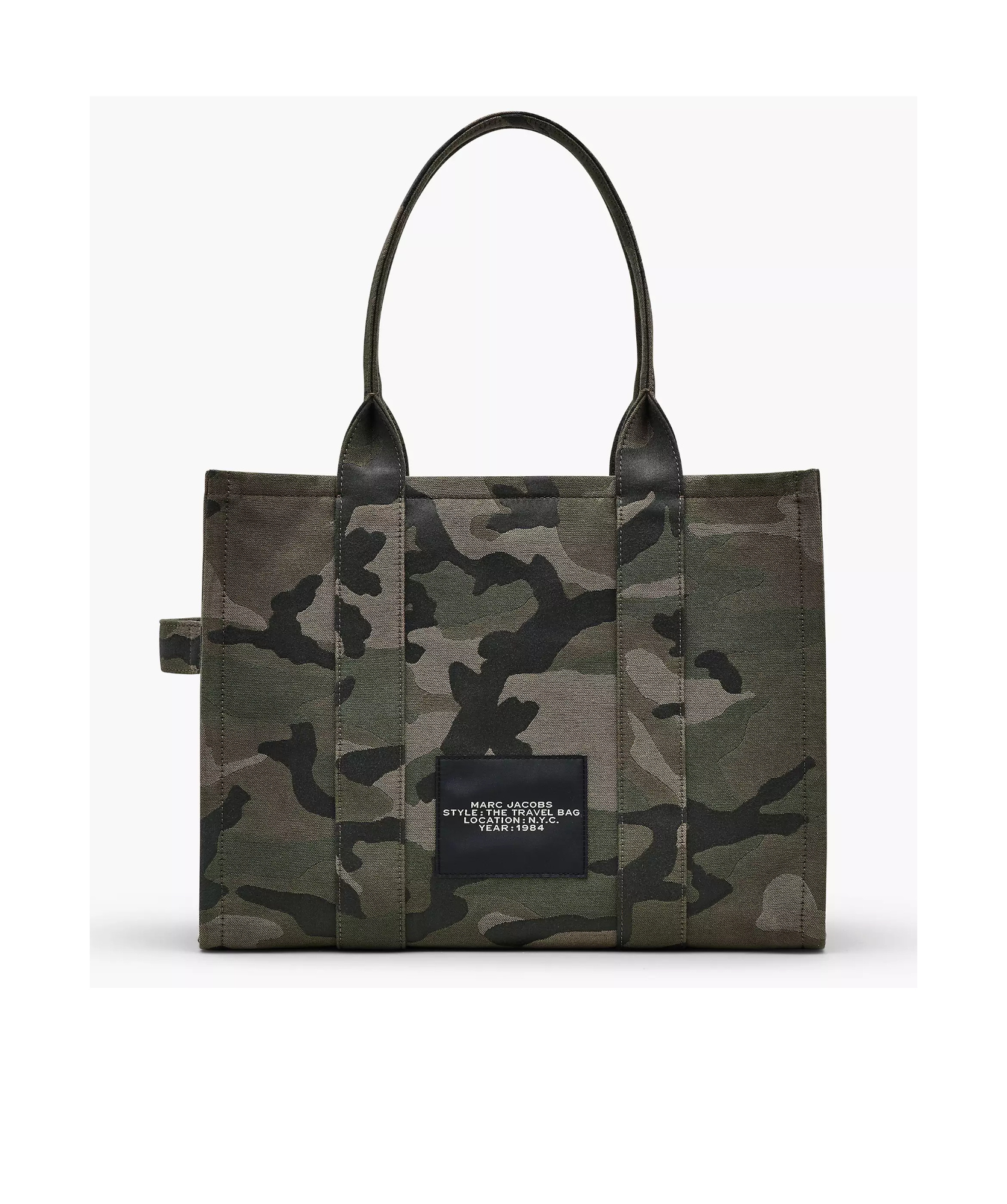 Marc Jacobs Camouflage Jacquard Medium Tote With Versatile Carrying Options In Black
