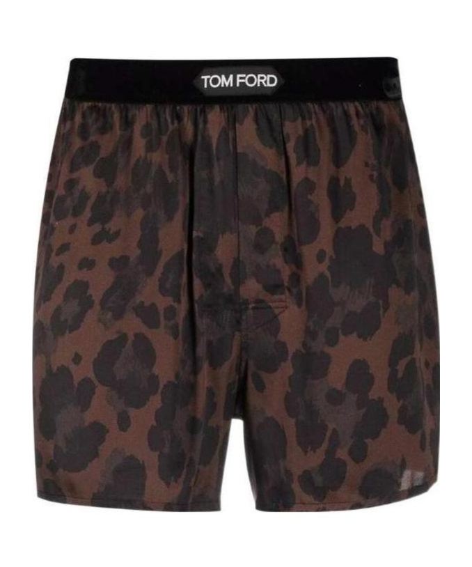 Tom Ford Leopard Print Boxer Briefs In Black