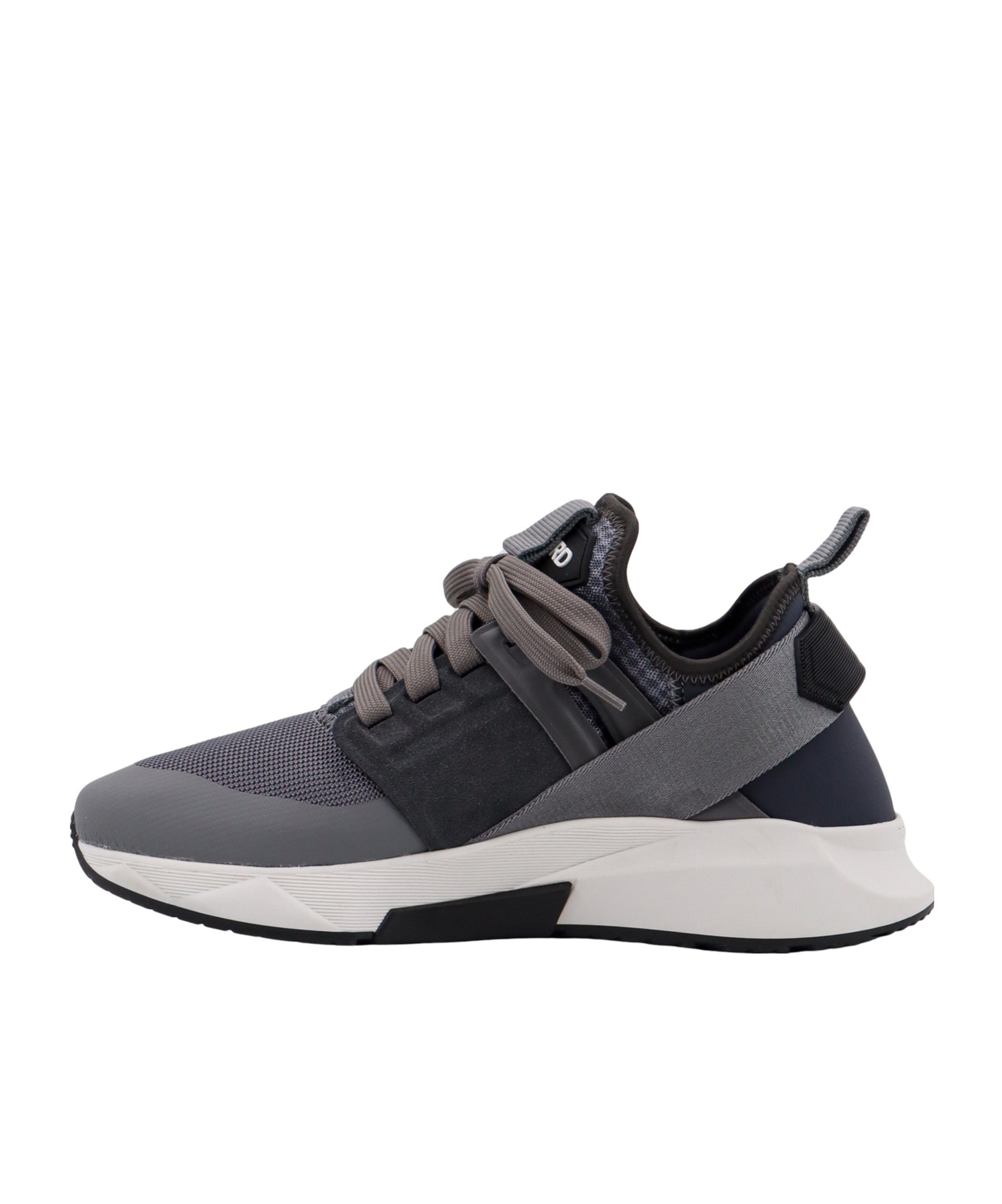 Tom Ford Mens Grey Jago Logo-patch Leather And Shell Low-top Trainers In Black