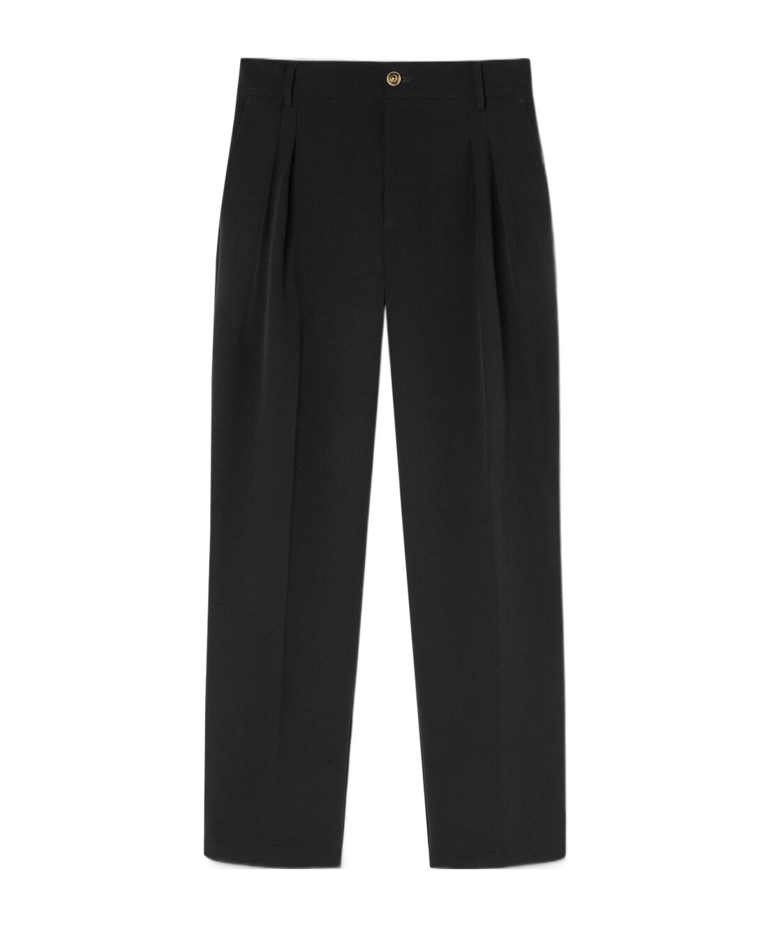 Versace Pleated Plain Casual Pants In Black