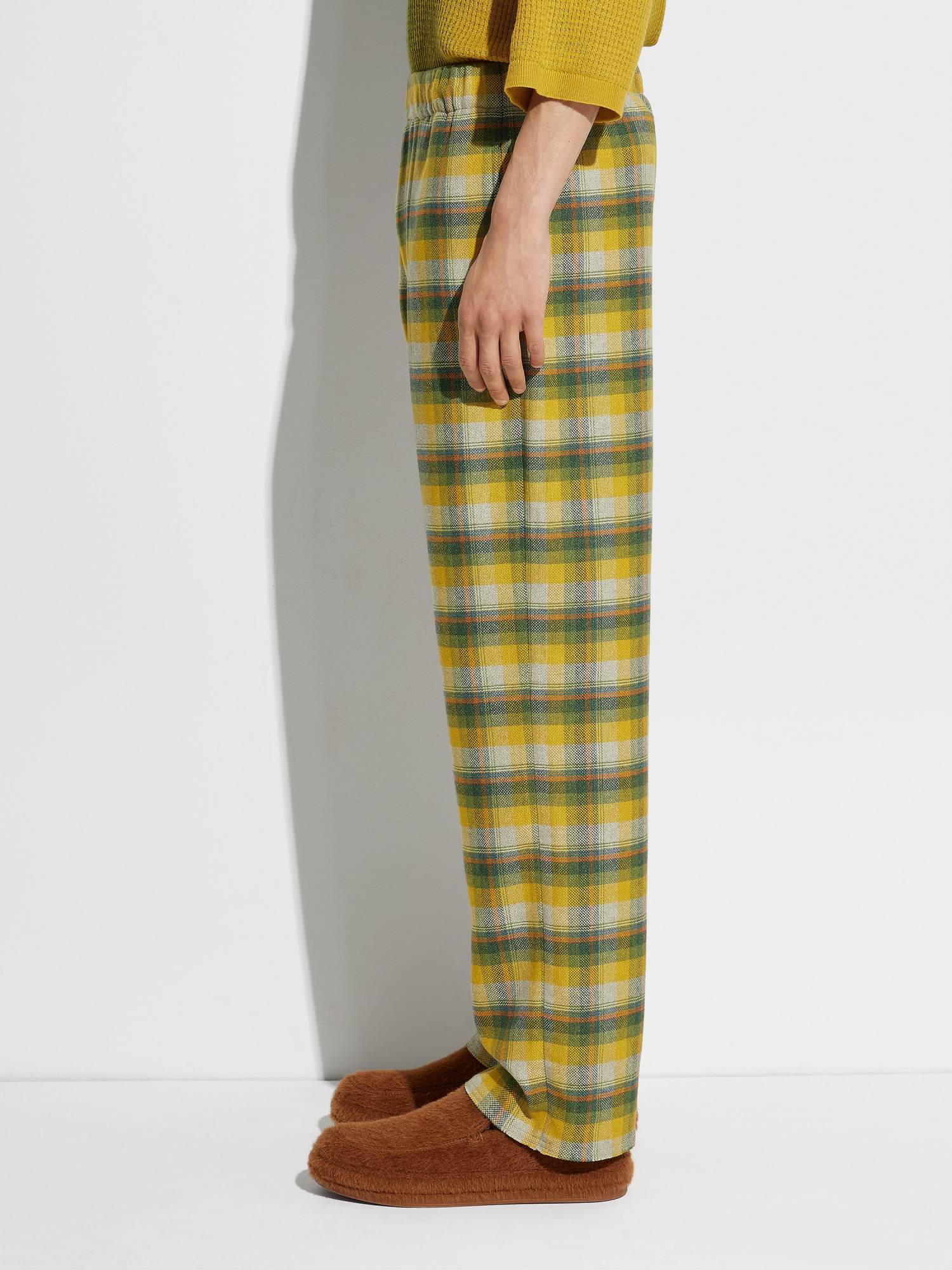 Shop Zegna Check-print Knitted Track Pants In Green