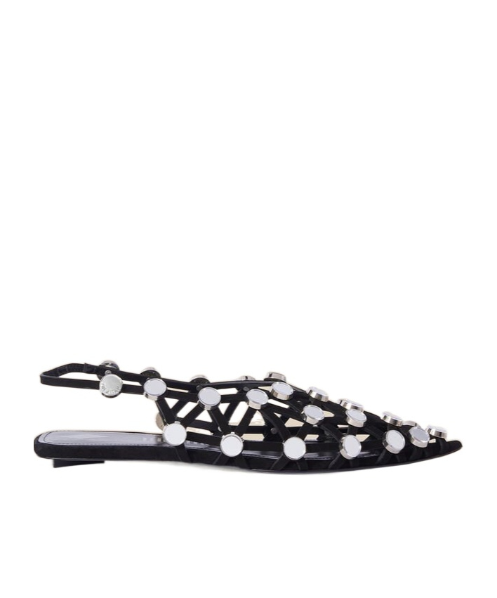 Attico 10mm Grid Suede Ballerina Flats In Black