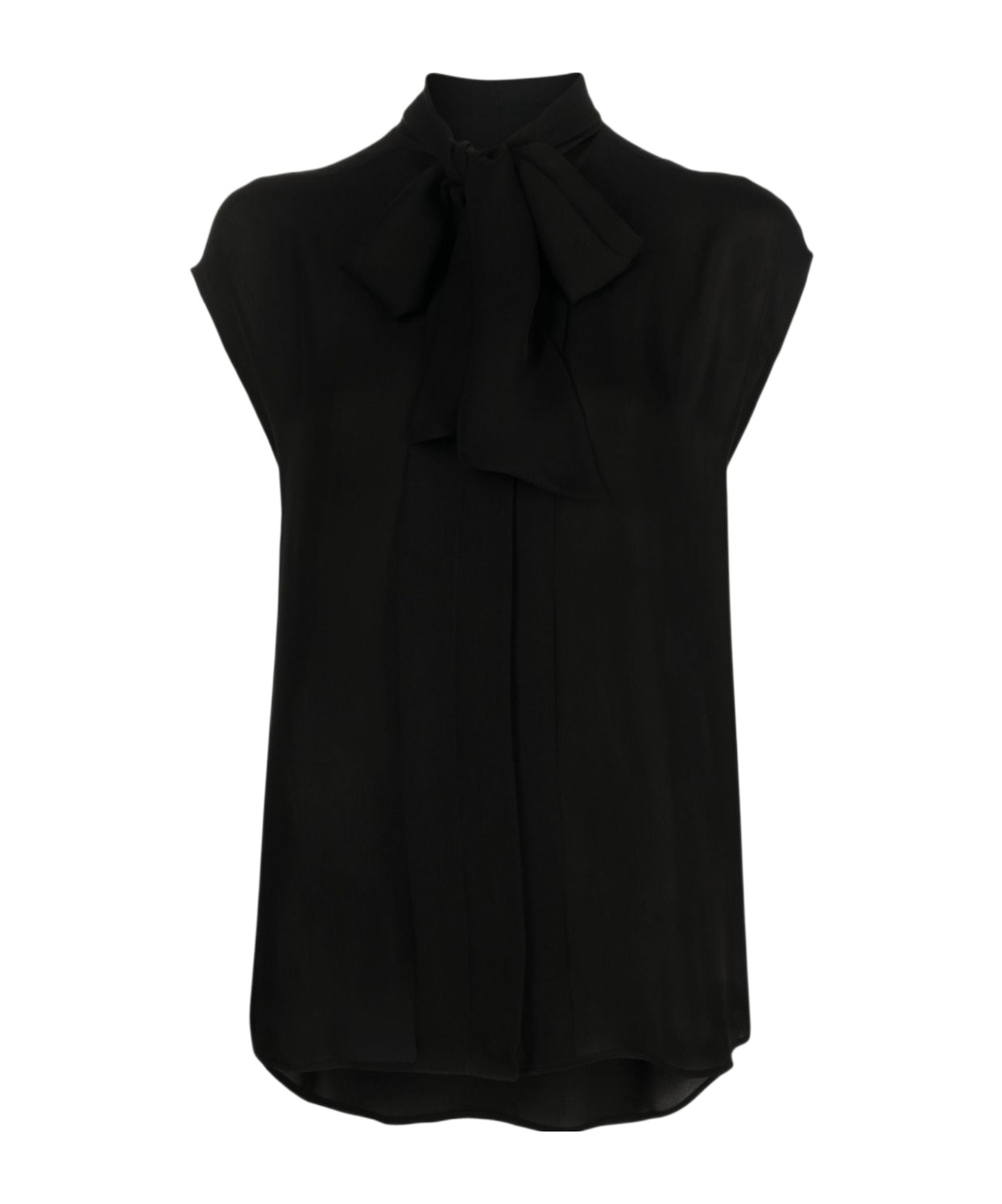 Moschino Bow-detail Silk Blouse In Black