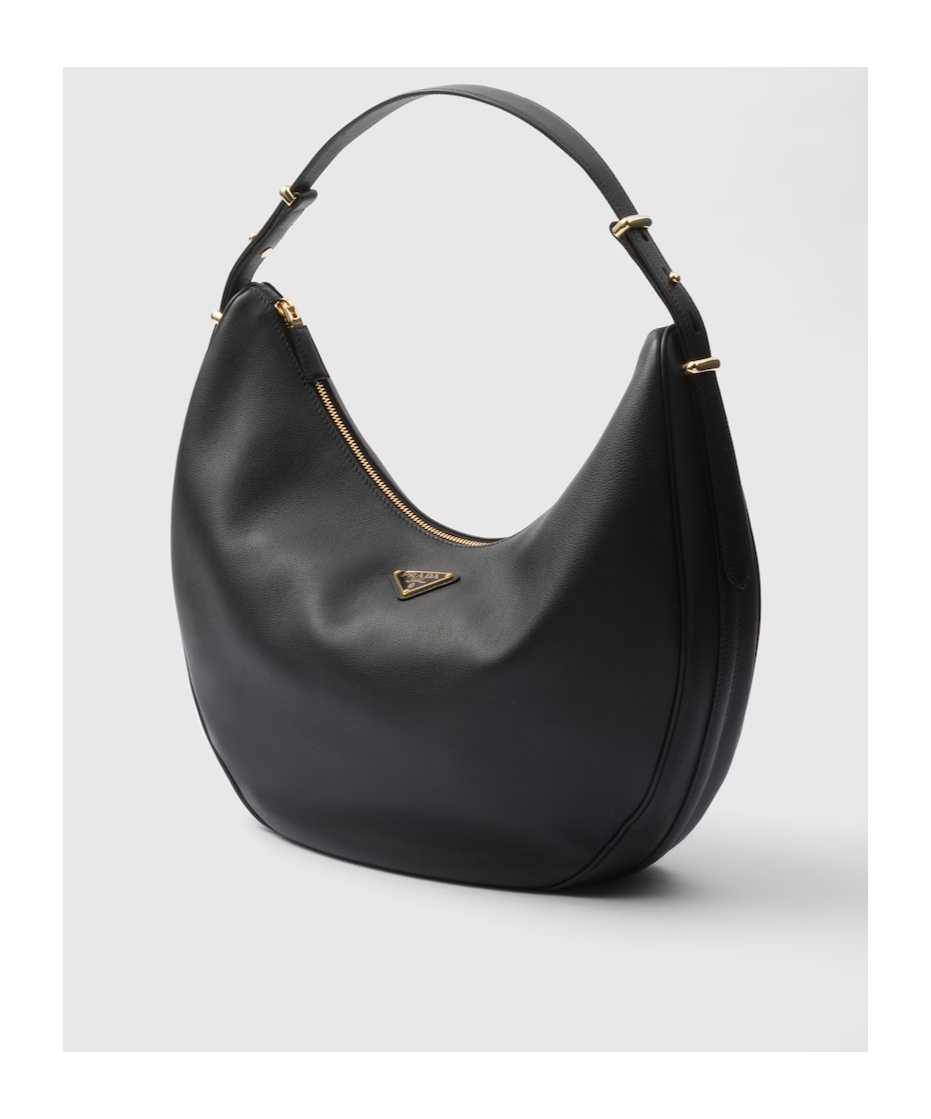 Prada Rounded Shoulder Bag With Gold-tone Hardware In Black