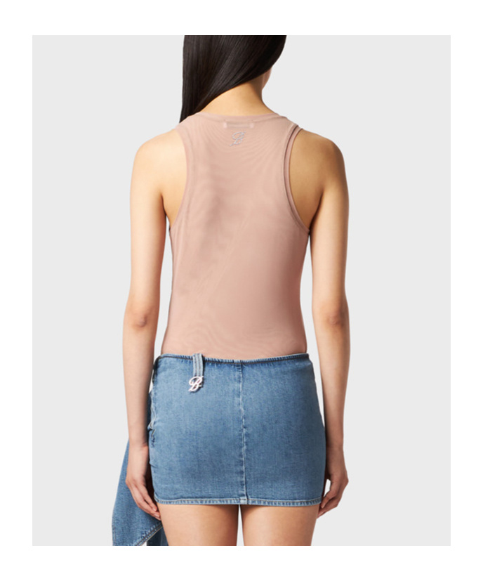 Blumarine Round Neck Vest In Nude