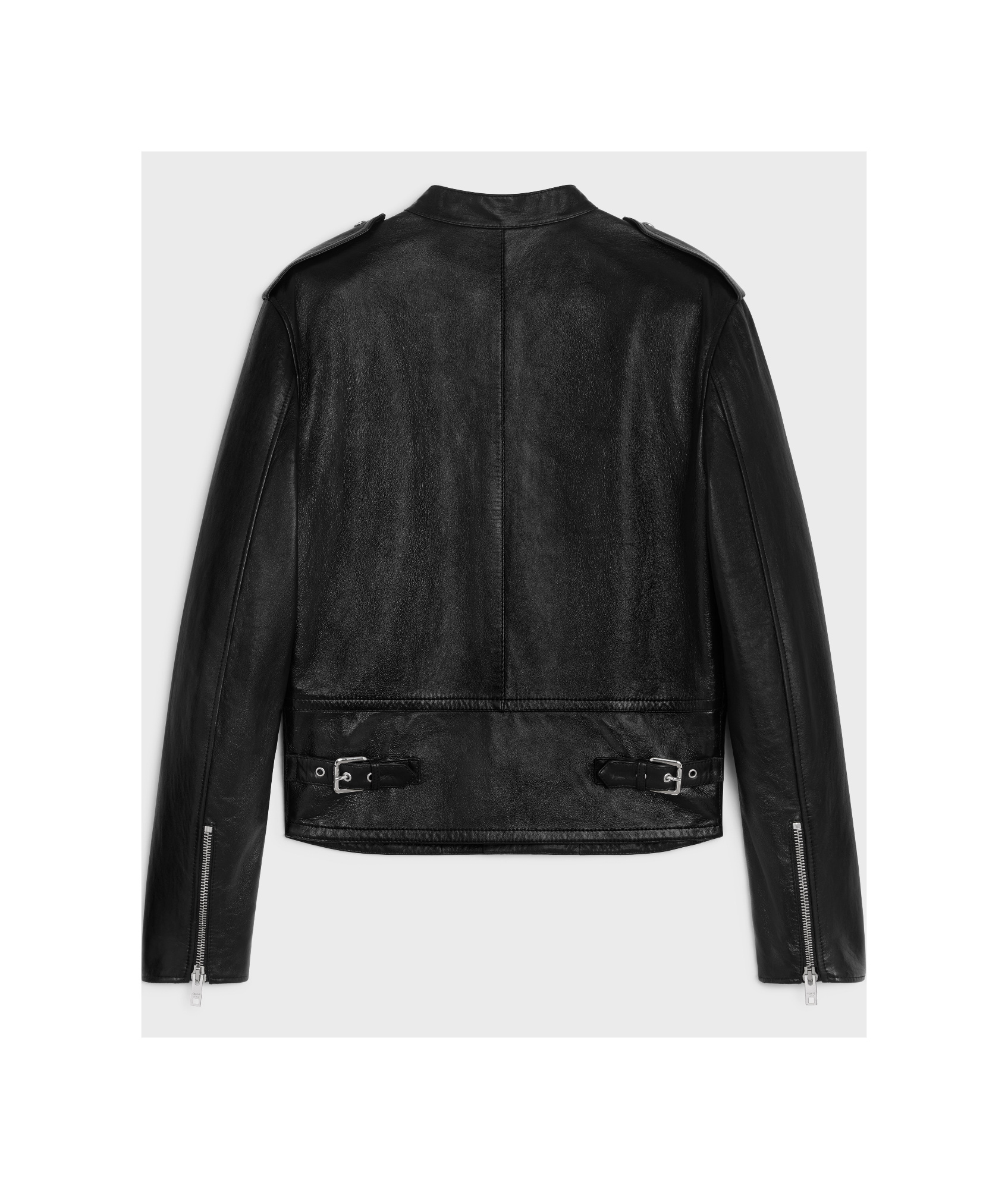 Celine Zippered Leather Jacket In Black