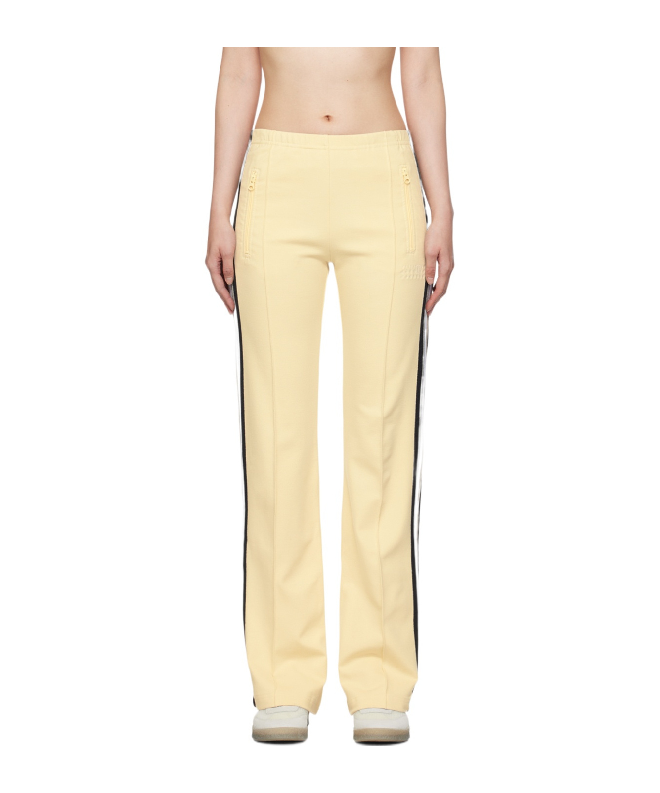 Mm6 Maison Margiela Side-stripe Tapered Trousers In Nude