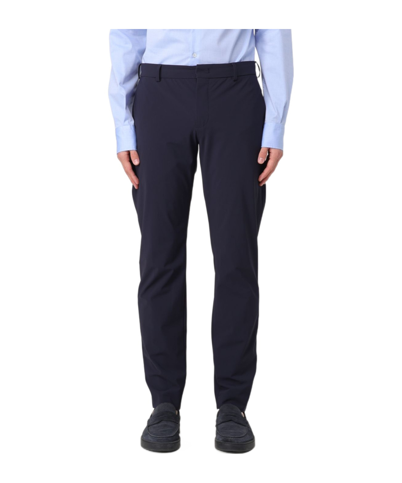 Pt Torino Navy Blue Cotton Trousers In Black