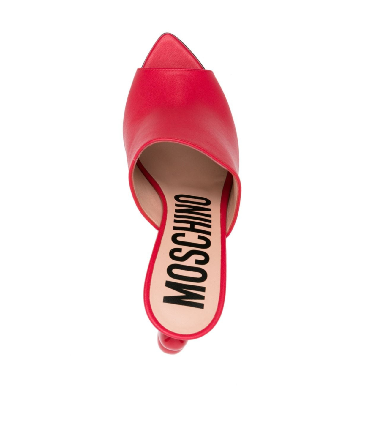 Moschino 100mm Heart-detail Leather Mules In Red