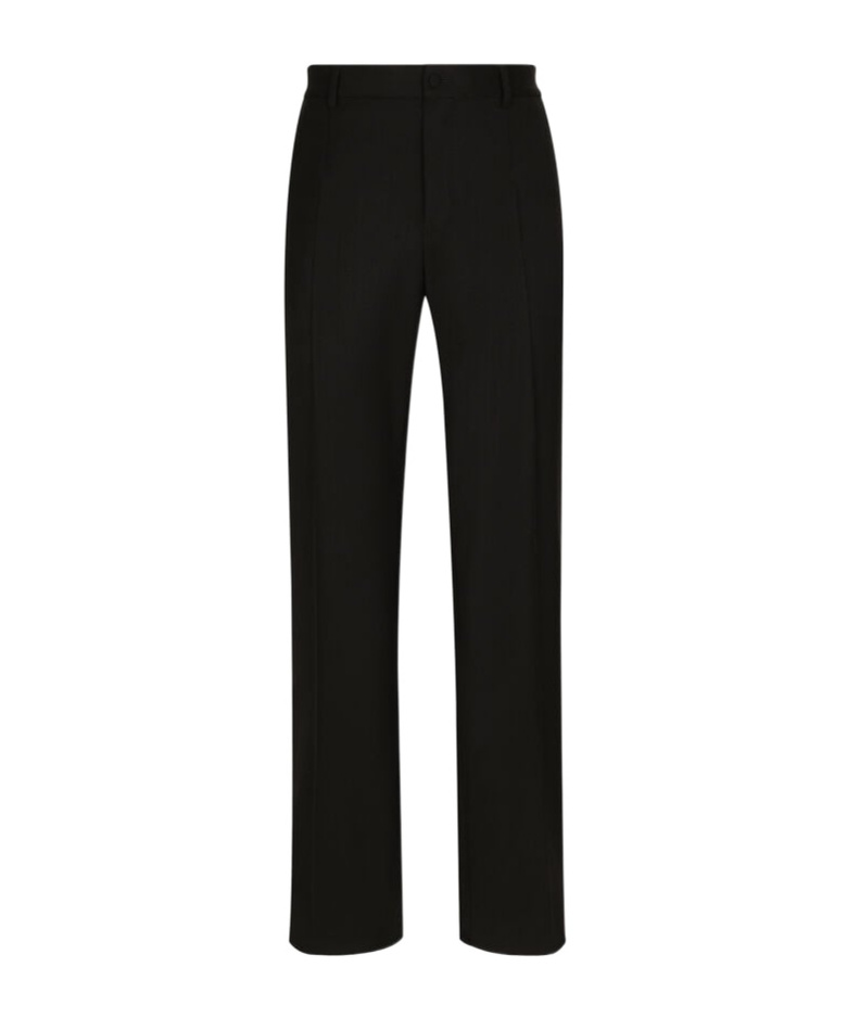 Dolce & Gabbana Virgin Wool Wide-leg Trousers In Black