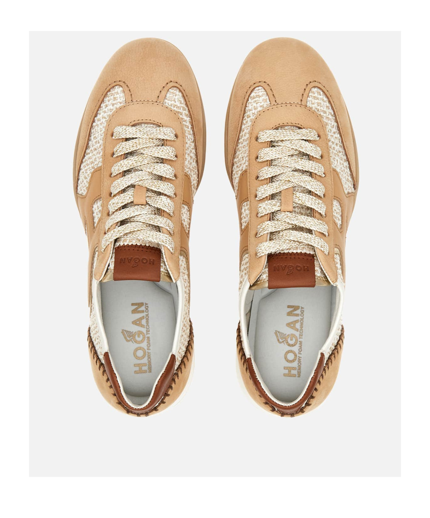 Shop Hogan Lace Up Sneakers In Nude