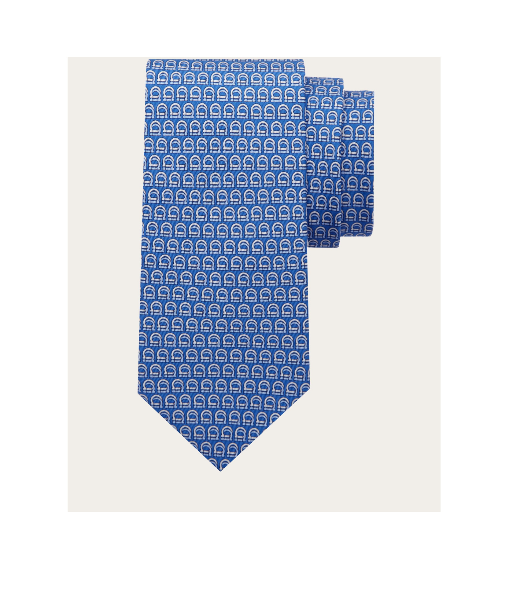Ferragamo Salvatore Interwoven Gancini Print Tie In Blue