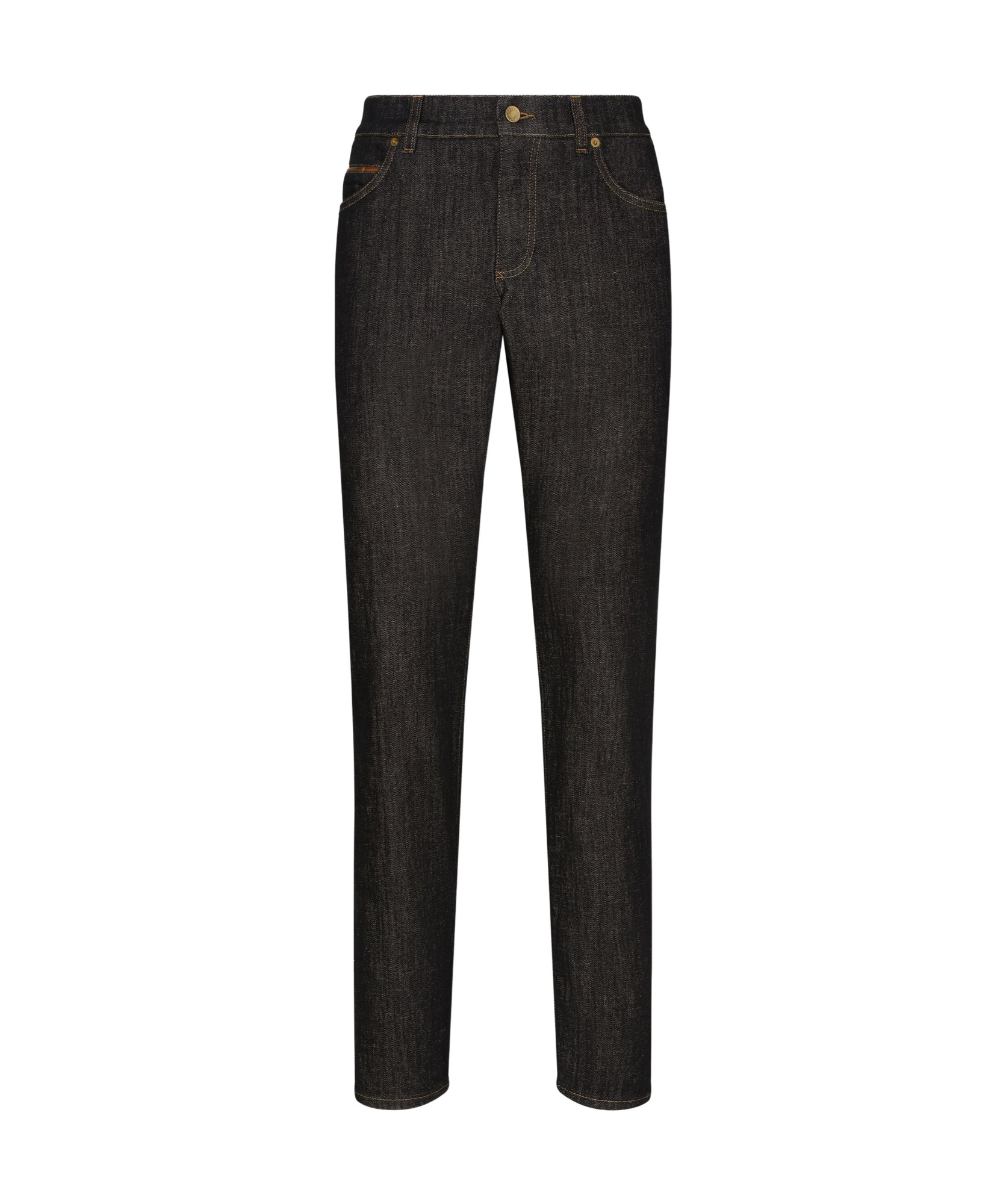 Dolce & Gabbana Logo-appliqué Decorative-stitching Straight-leg Jeans In Black