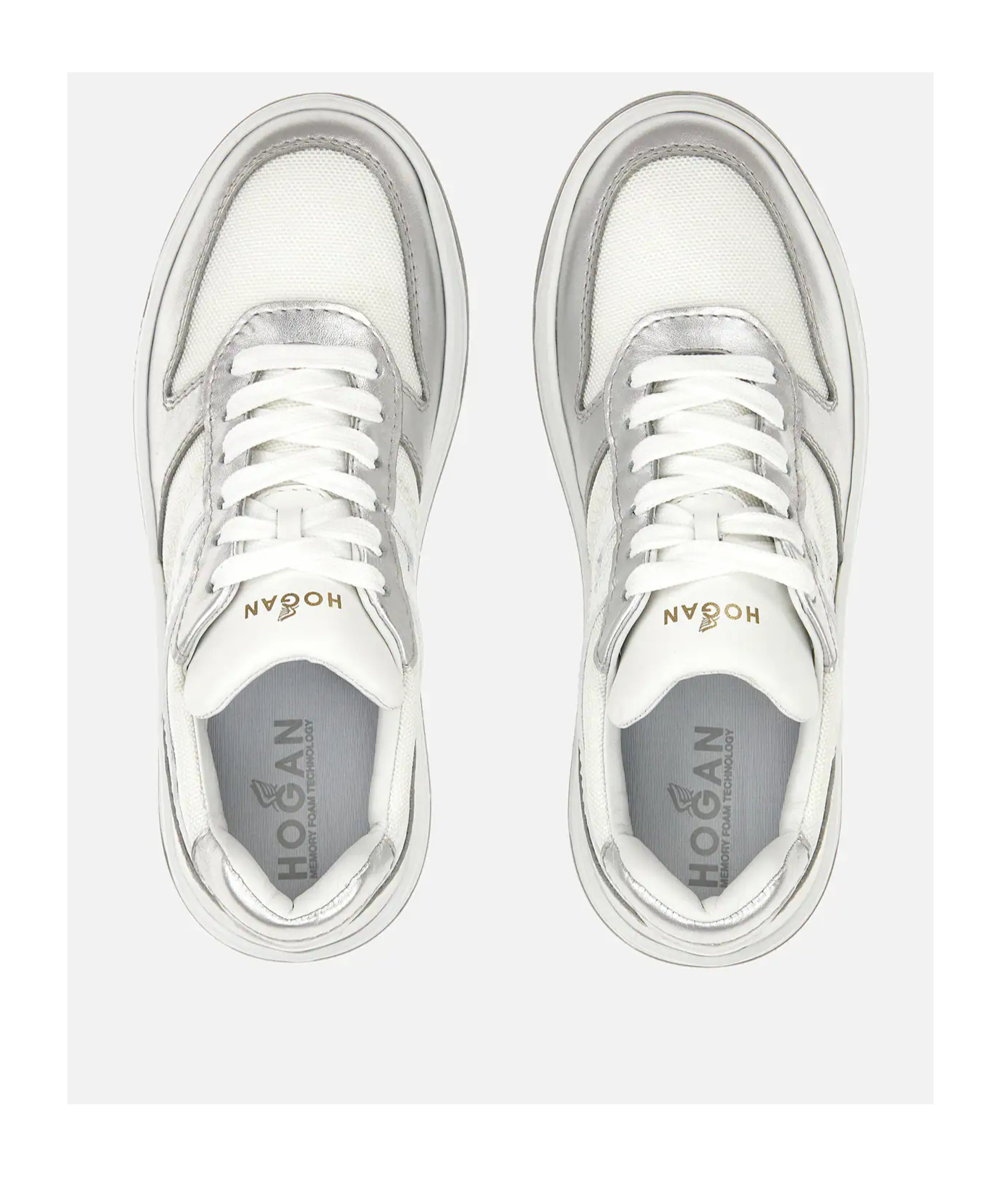 Hogan 630 Metallic-panelled Sneakers In White