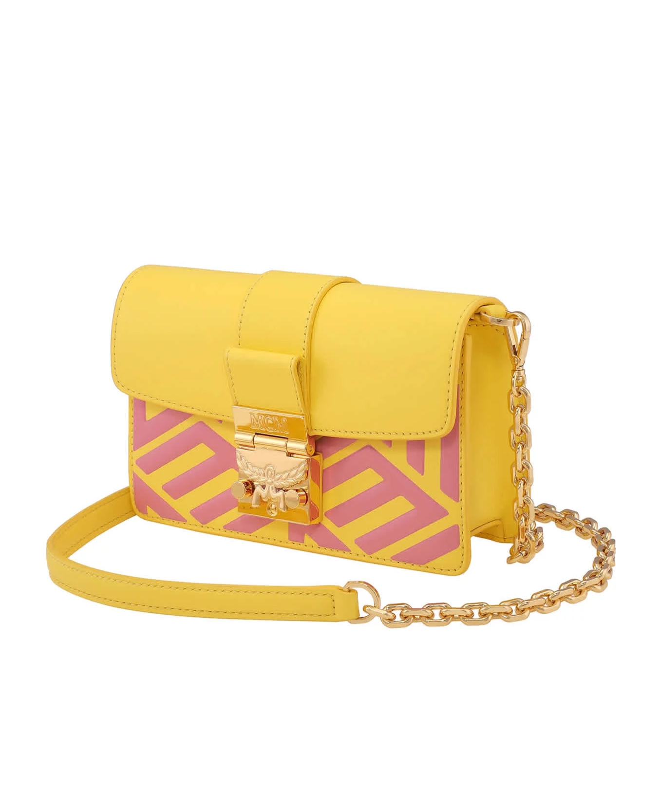 Shop Mcm Gretl Logo Flip Shoulder Bag In Yellow